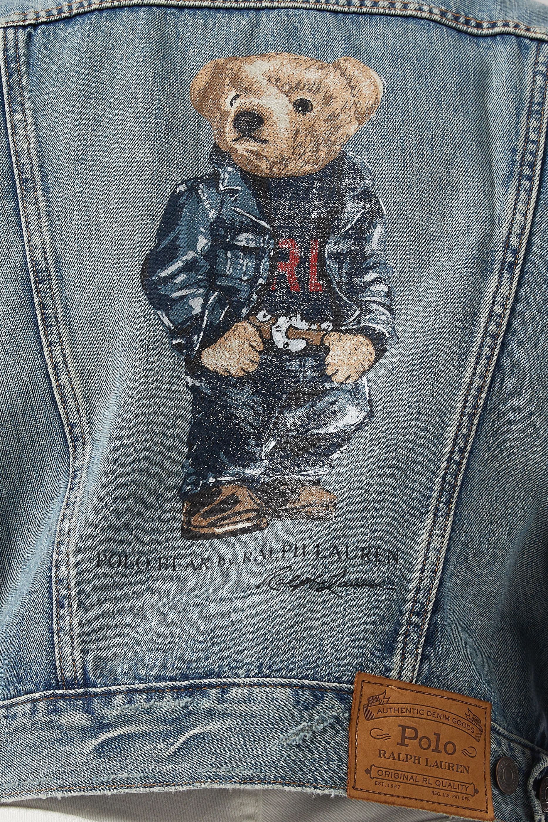 Ralph lauren bear denim jacket best sale