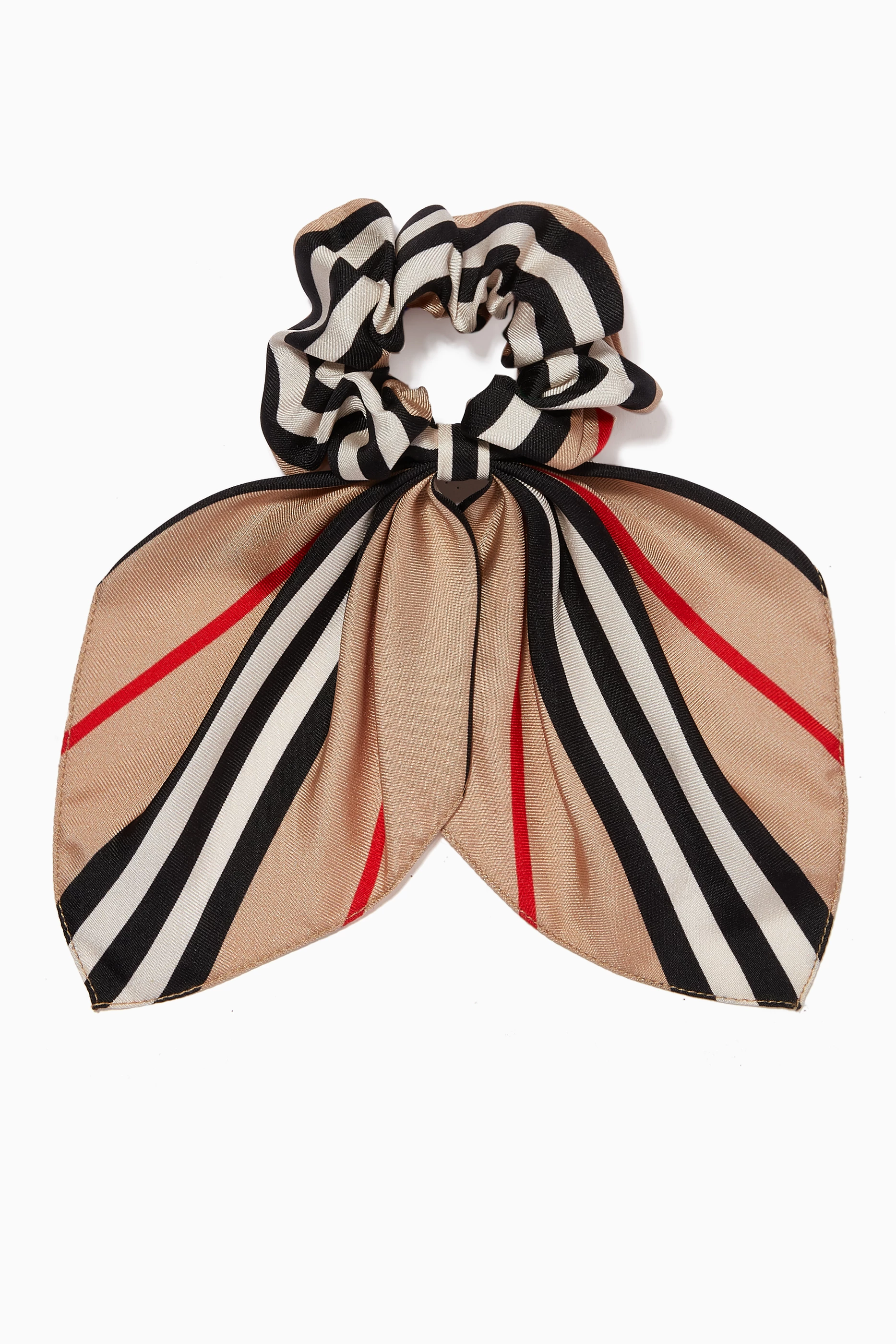 Buy Burberry Neutral Hair Tie in Icon Stripe Silk Twill For Girls Online Ounass Saudi