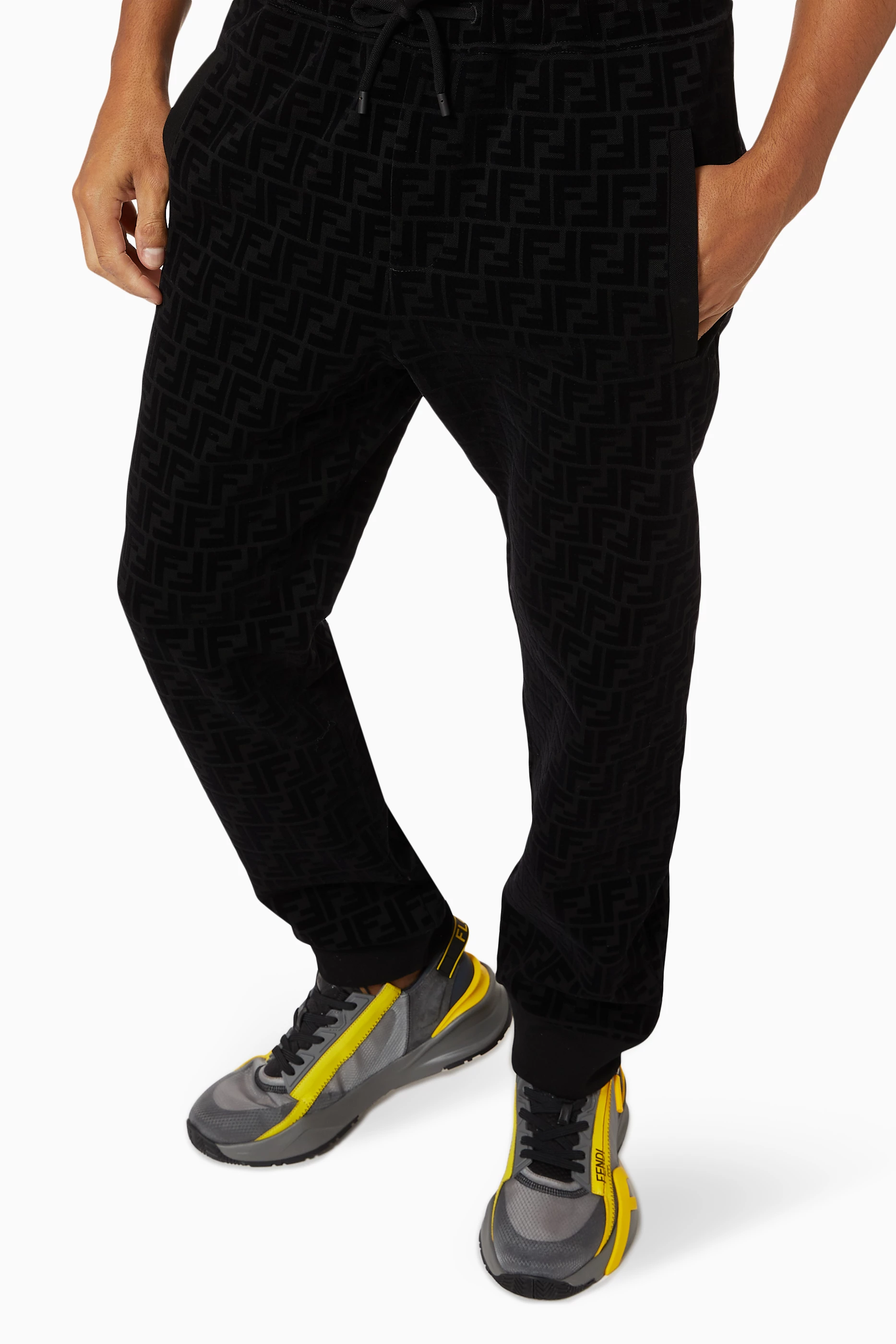 Buy Fendi Black FF Print Jogging Pants in Cotton Pique For Men Online Ounass Saudi