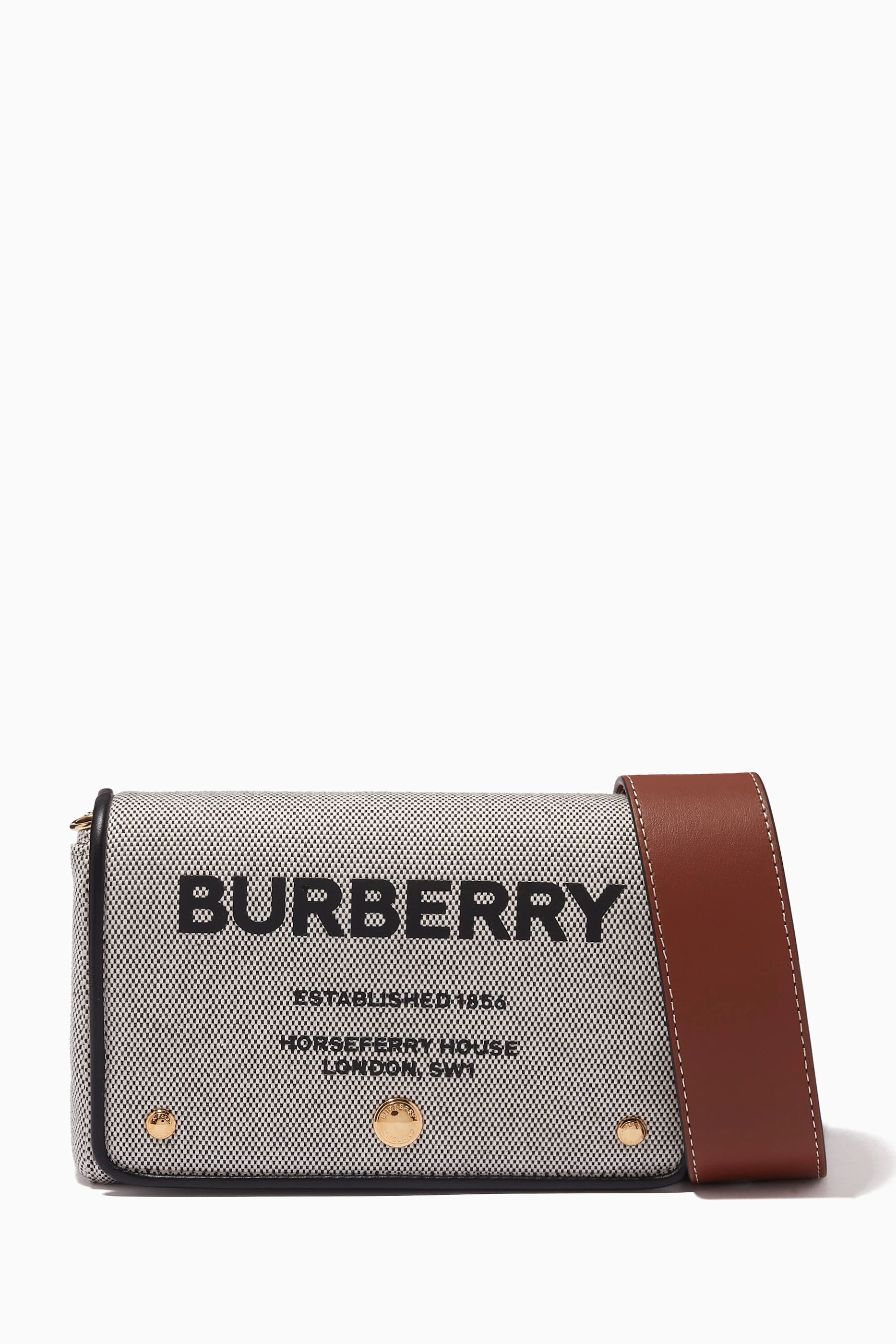 Buy Burberry Black Hackberry Horseferry Print Crossbody Bag in