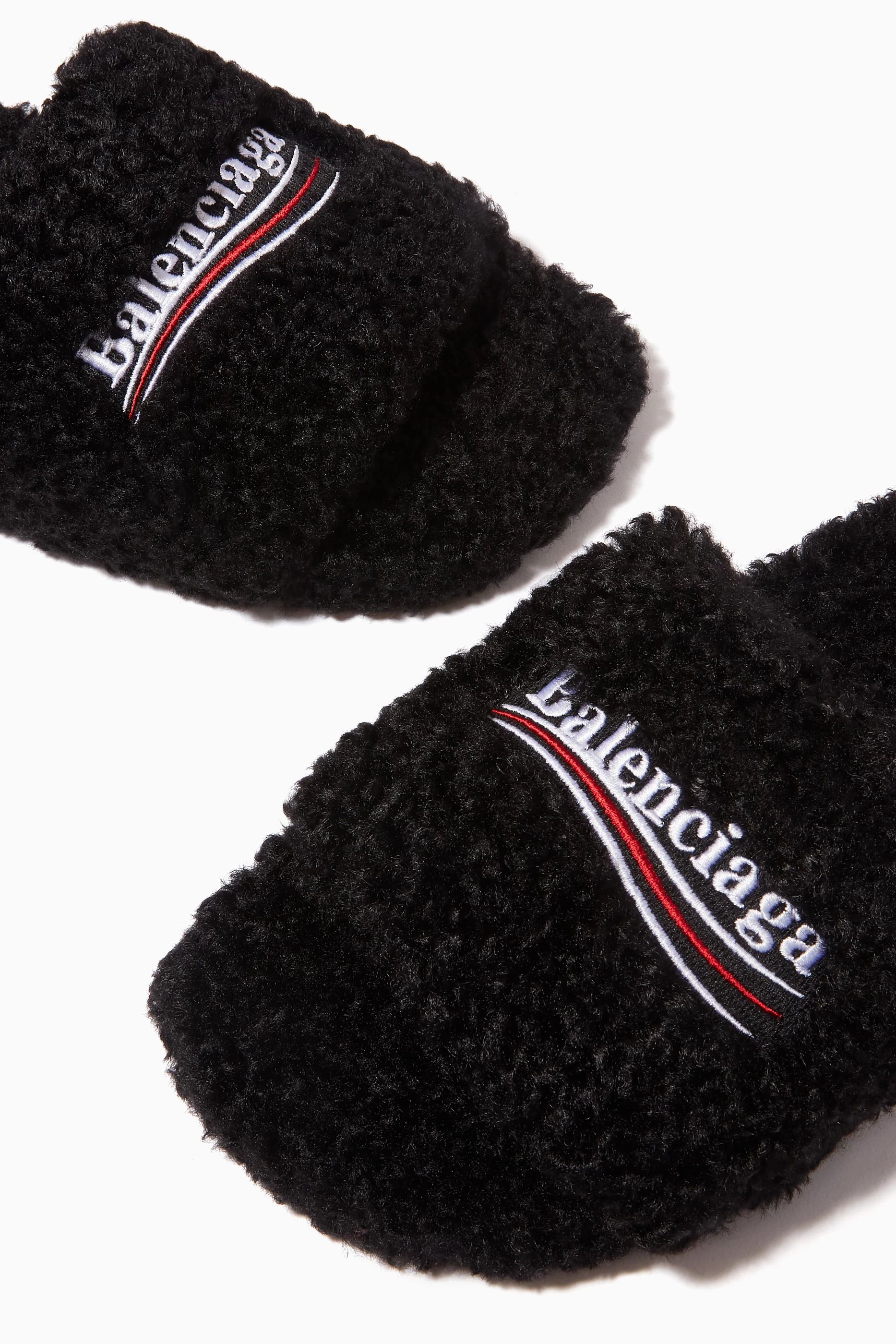 Balenciaga Political Campaign Furry Slides Black Balenciaga - Political Campaign Furry slides Balenciaga main image 2