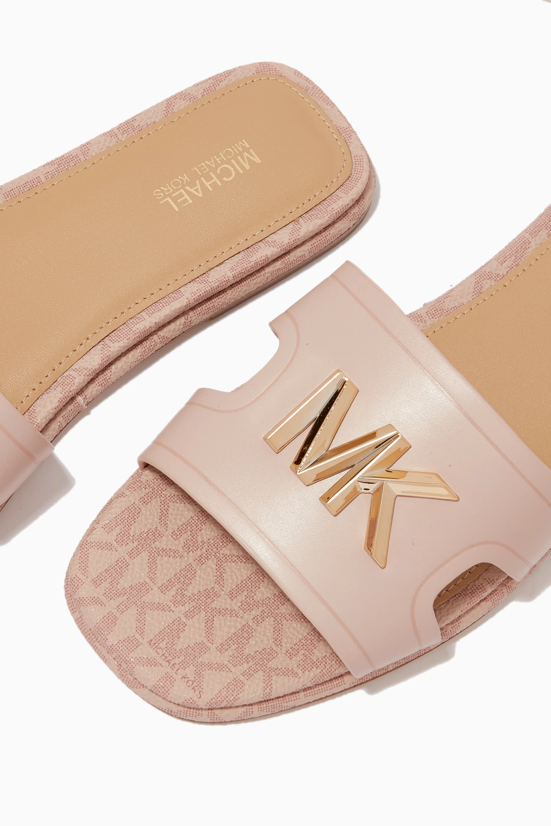 Buy Michael Kors Pink Kippy Slide Sandals in Leather For Women Online Ounass Saudi