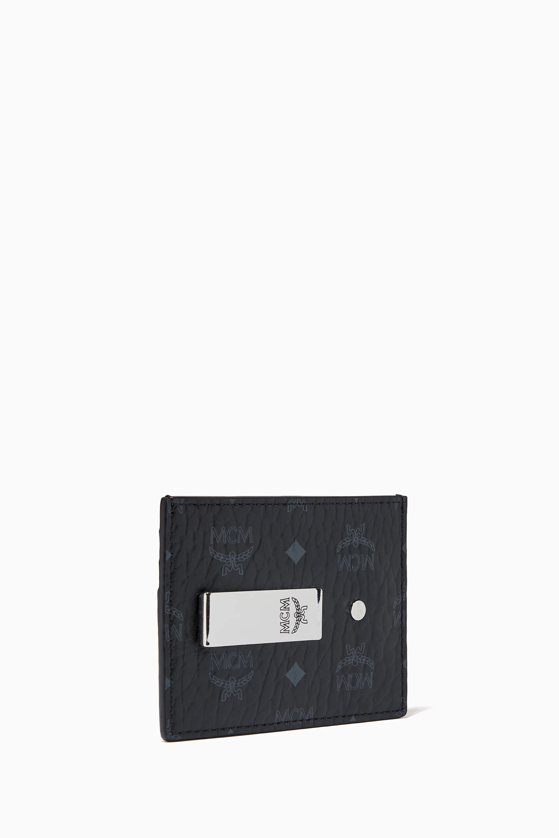 Buy MCM Black Mini Money Clip Card Case in Visetos Original For
