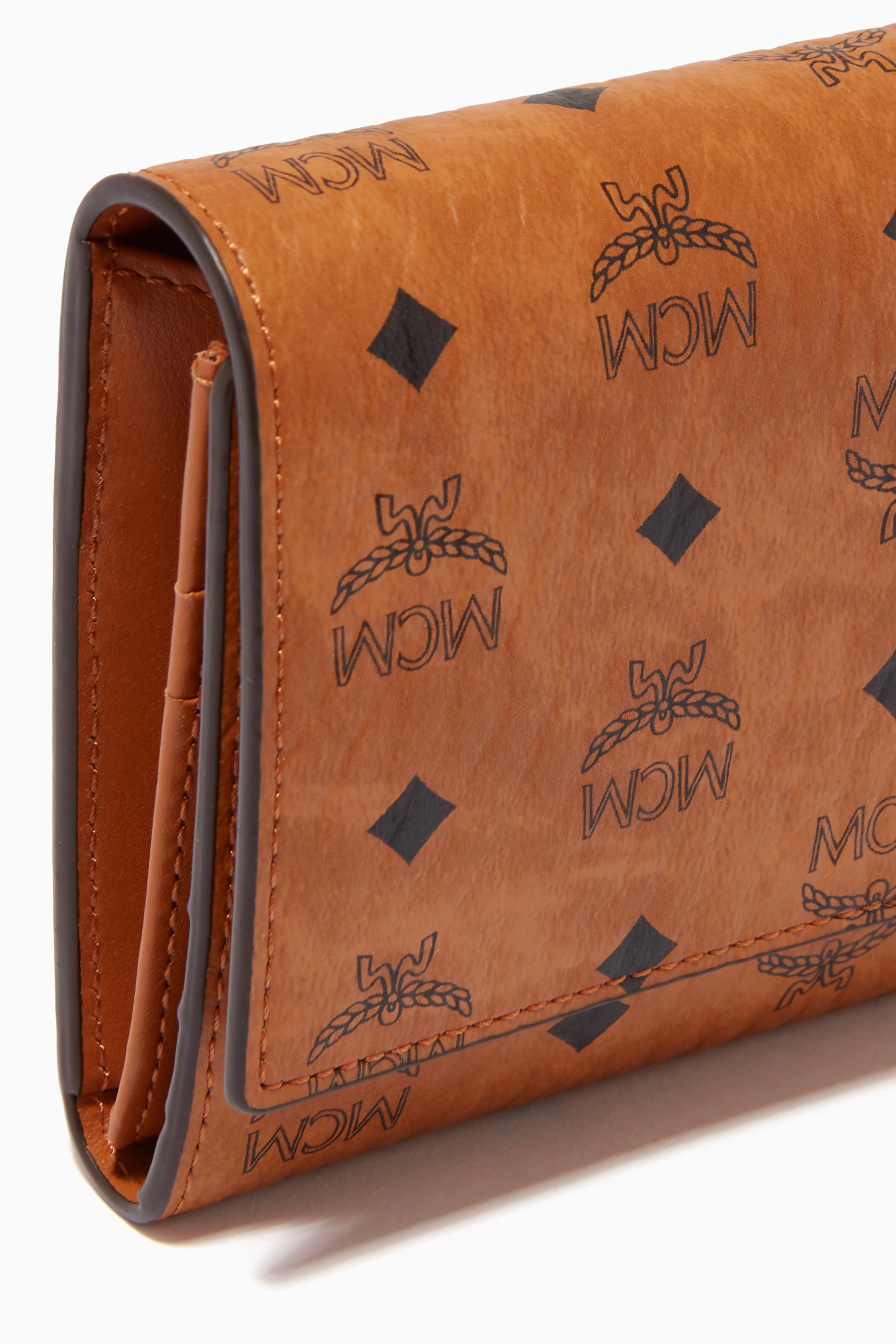 Buy MCM Brown Large Trifold Wallet in Visetos Original For Women Online Ounass Saudi