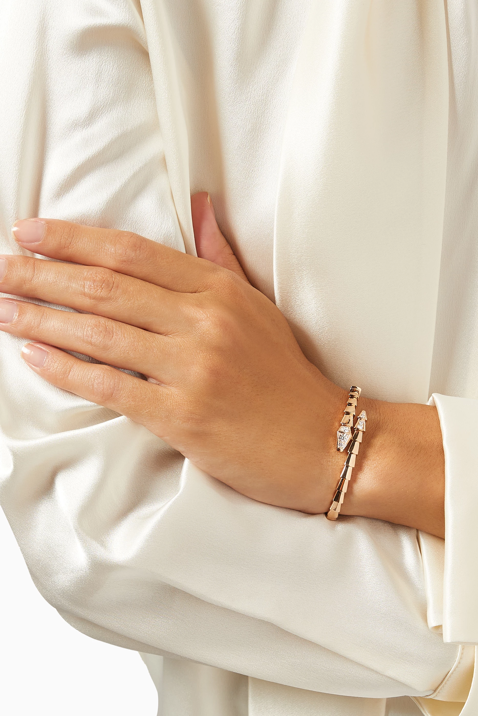 Buy BVLGARI Rose Gold Serpenti Viper Diamond Bracelet in 18kt Rose