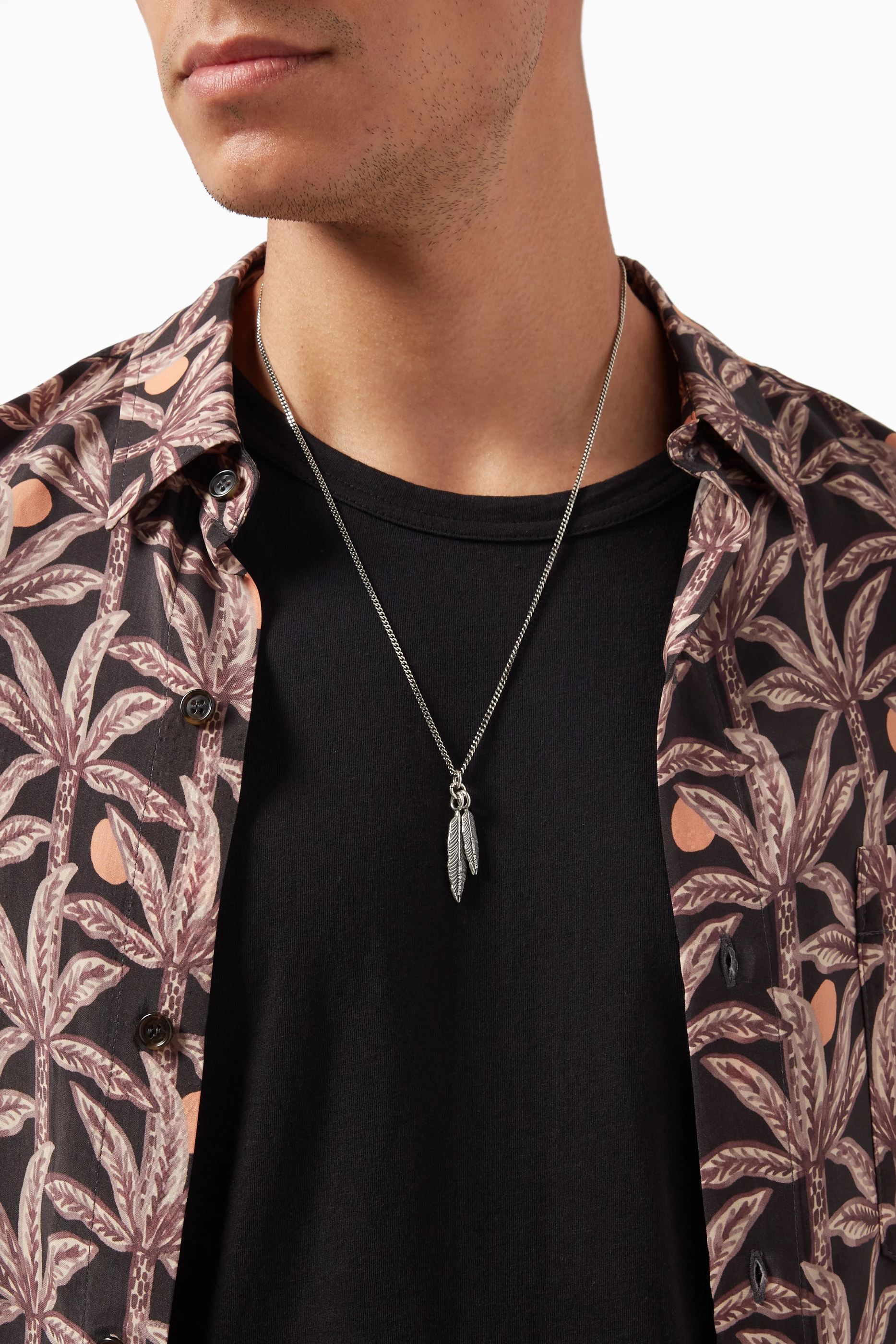 Chain Necklace Saint Laurent Feather Necklace JOHN VARVATOS BLACK