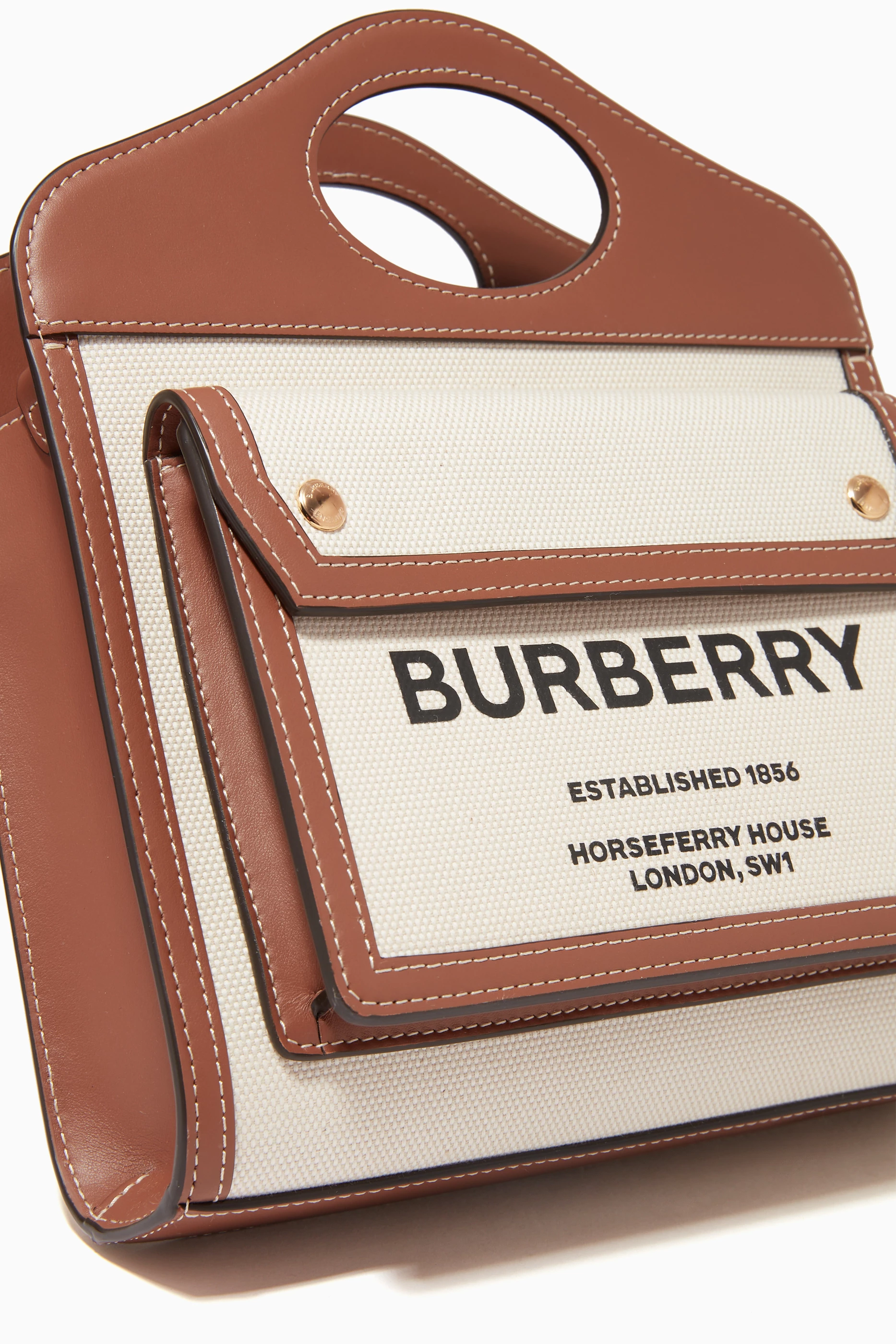 Buy Burberry Brown Mini Pocket Bag in Canvas Leather For Women Online Ounass Saudi