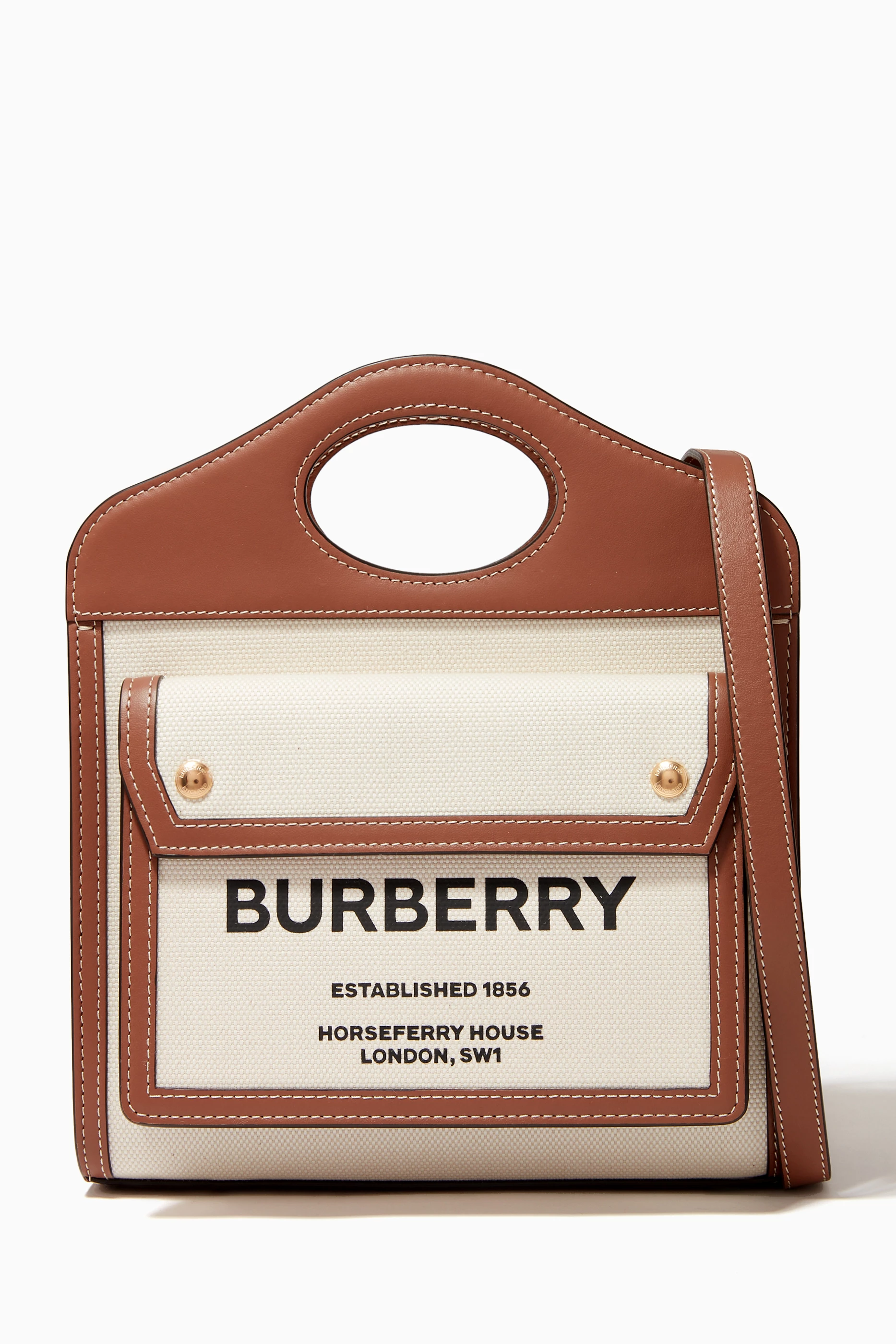 Buy Burberry Brown Mini Pocket Bag in Canvas Leather For Women Online Ounass Saudi
