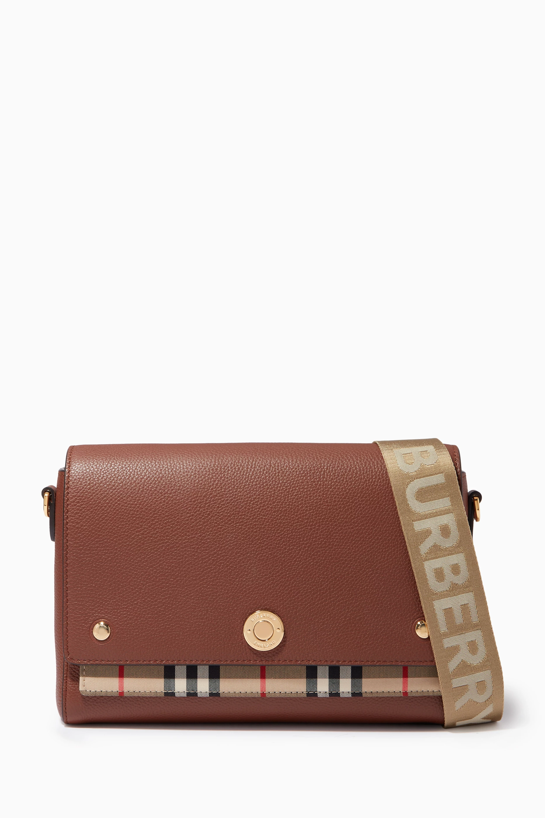 Leather and vintage check note crossbody bag hotsell