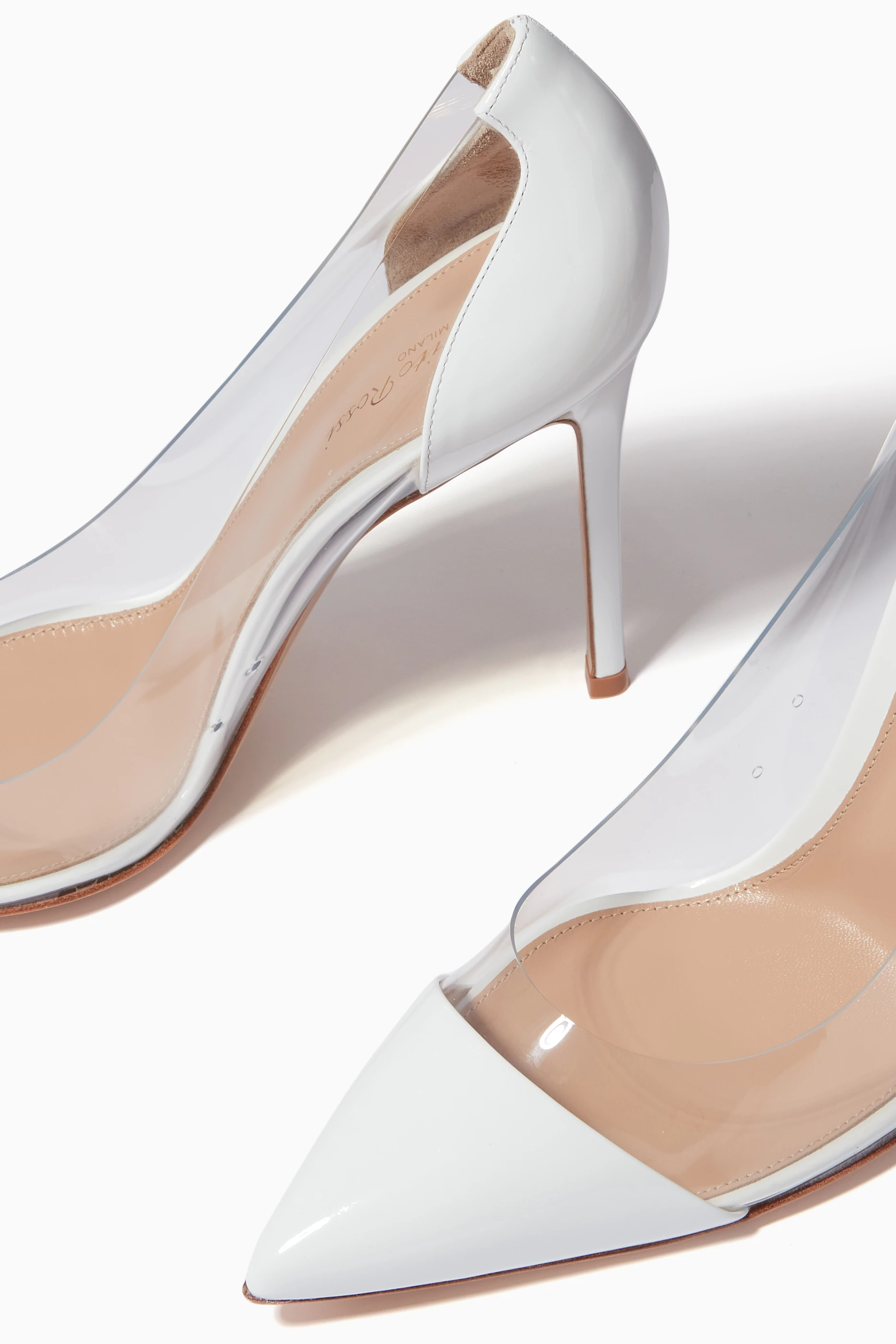 Buy Gianvito Rossi White Plexi 105 Pumps in Patent Leather For Women Online Ounass Saudi