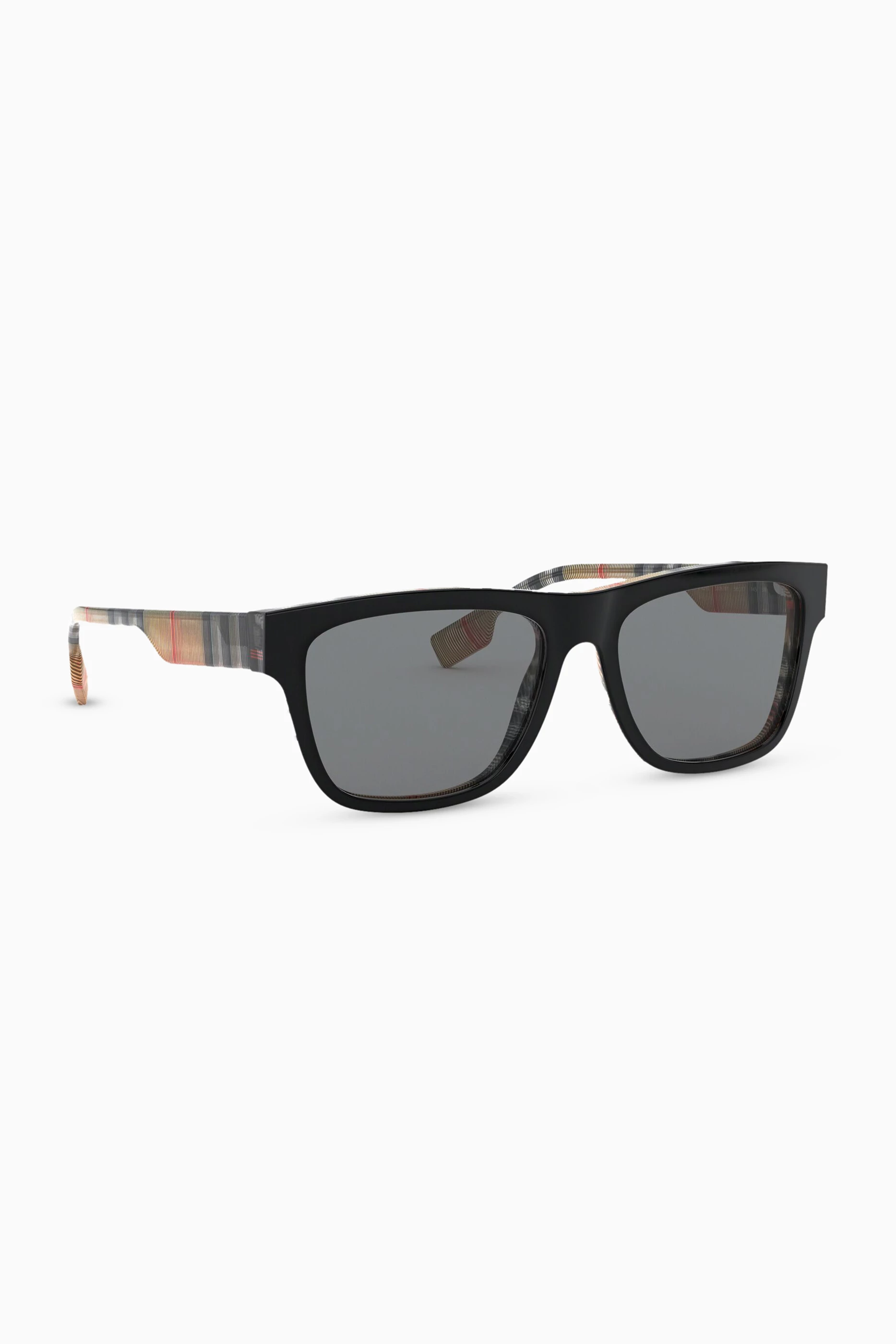 Burberry Black Frame Sunglasses with Signature Check Arms and Beige Case Burberry Signature Plaid Eyeglass Frames B 2082 3014 Glasses  main image 2