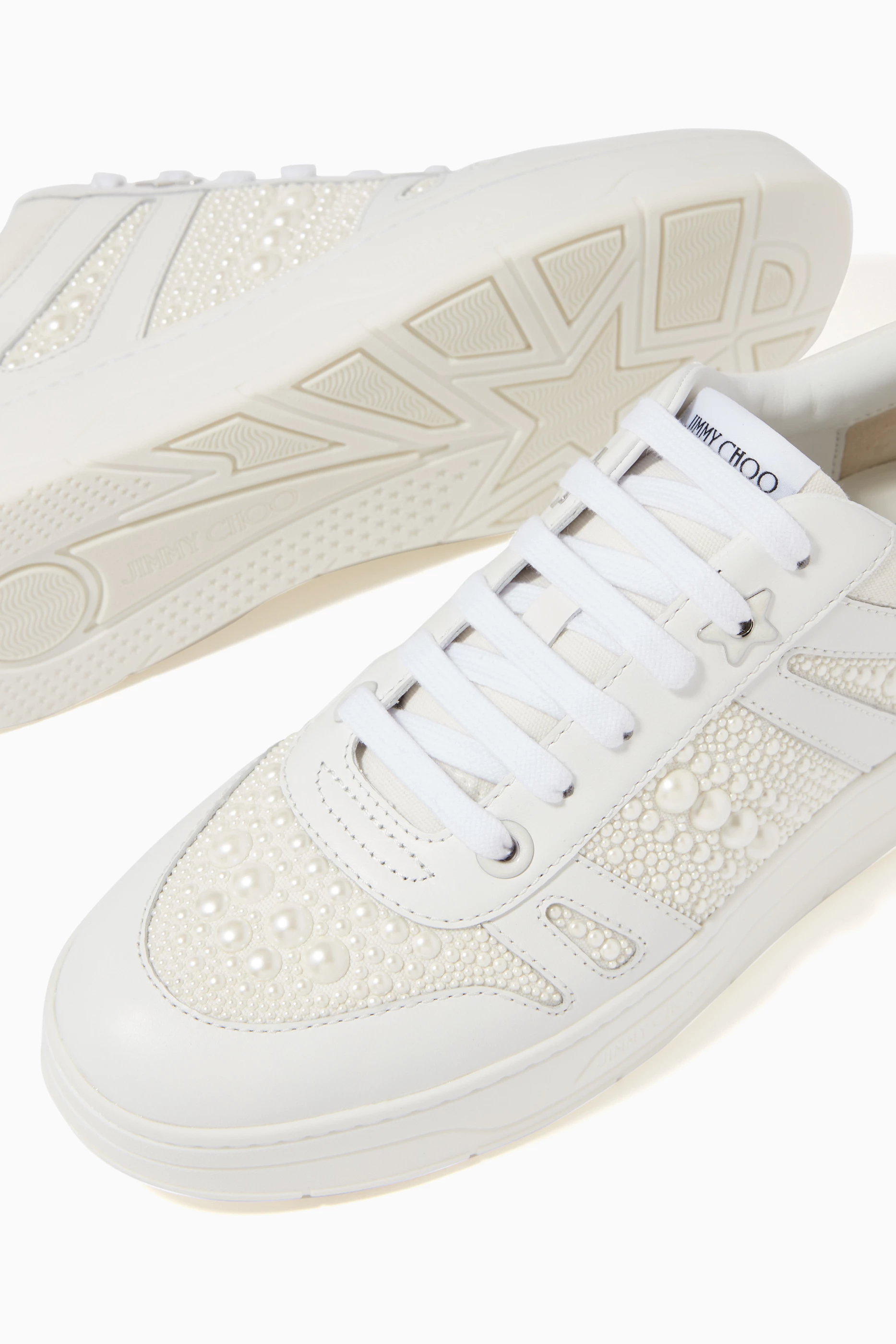 Buy Jimmy Choo White Hawaii/F Sneakers with Pearls in