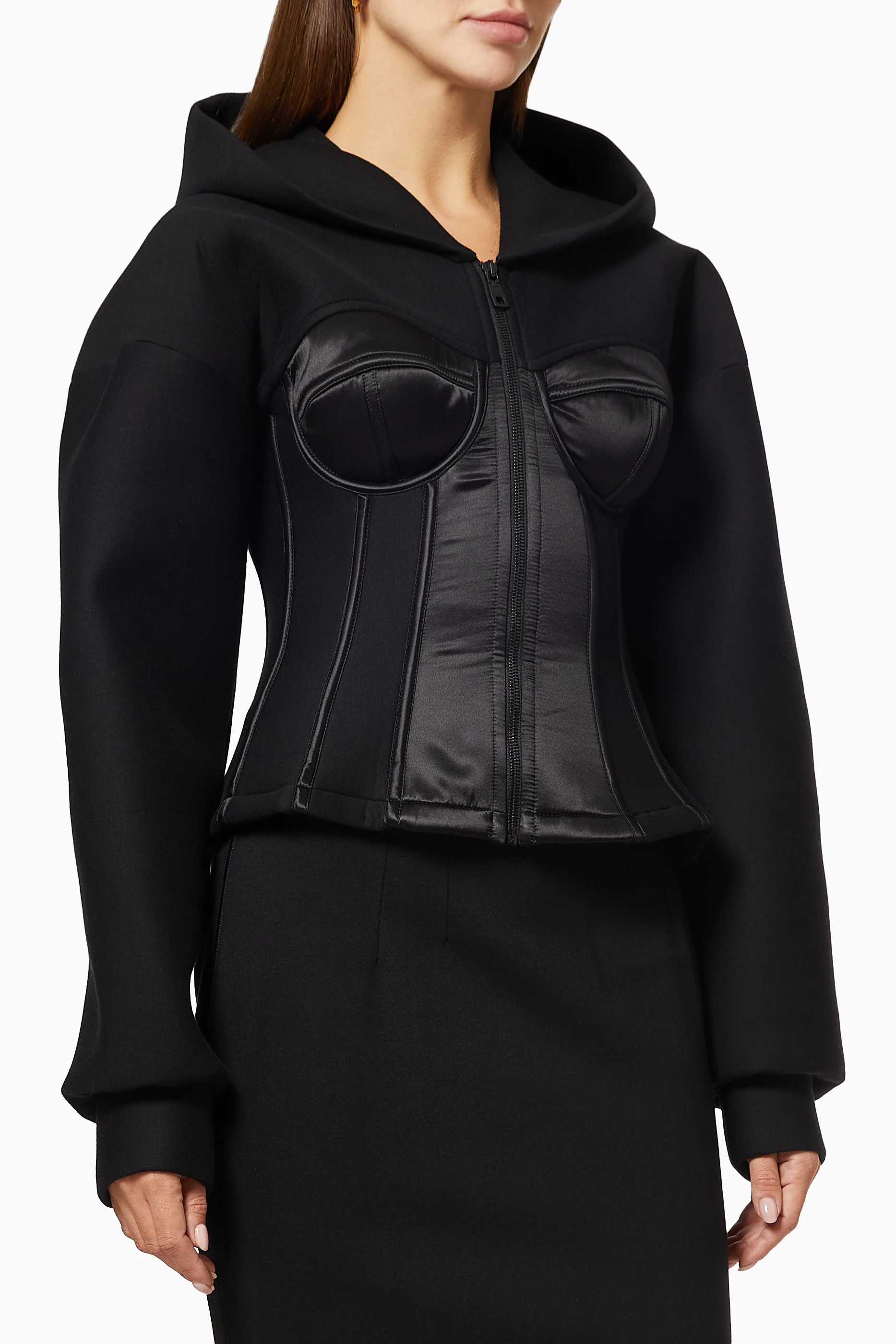 Buy Dolce Gabbana Black DG Next Technical Jersey Bustier Hoodie For Women Online Ounass Saudi
