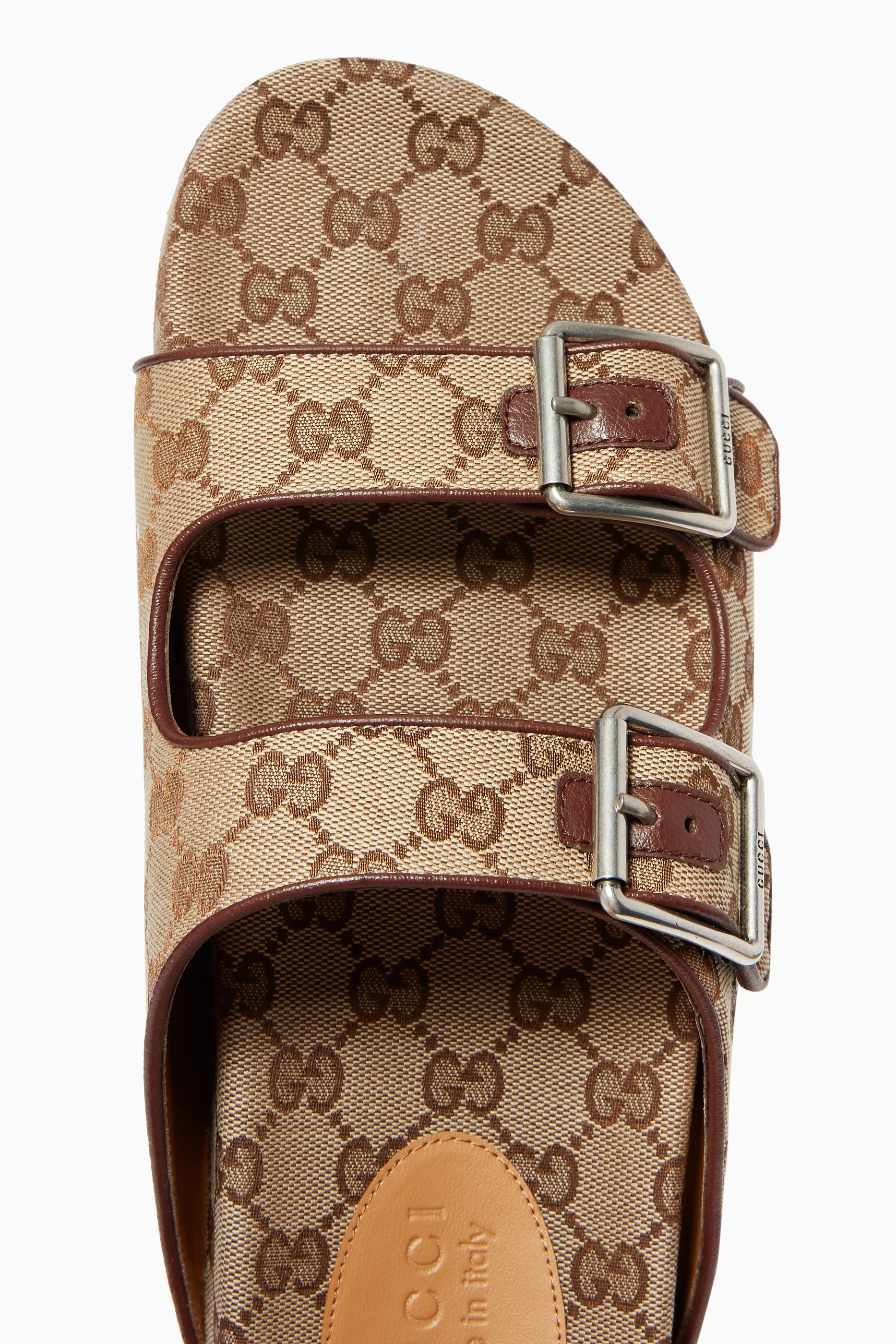 Buy Gucci Neutral Slide Sandals with Straps in Original GG Canvas For Men Online Ounass Saudi