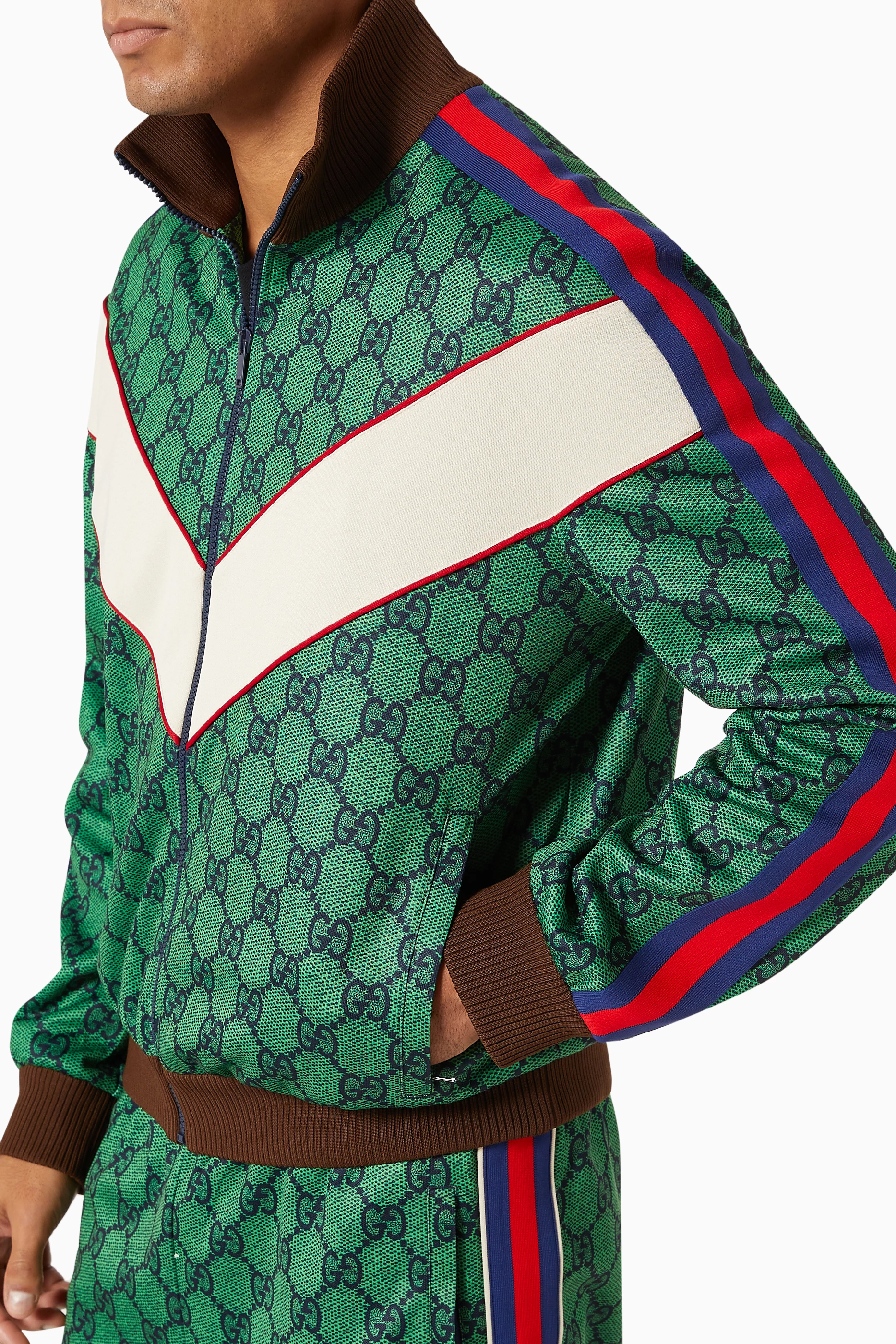 Buy Gucci Green GG Zip Jacket in Technical Jersey For Men Online