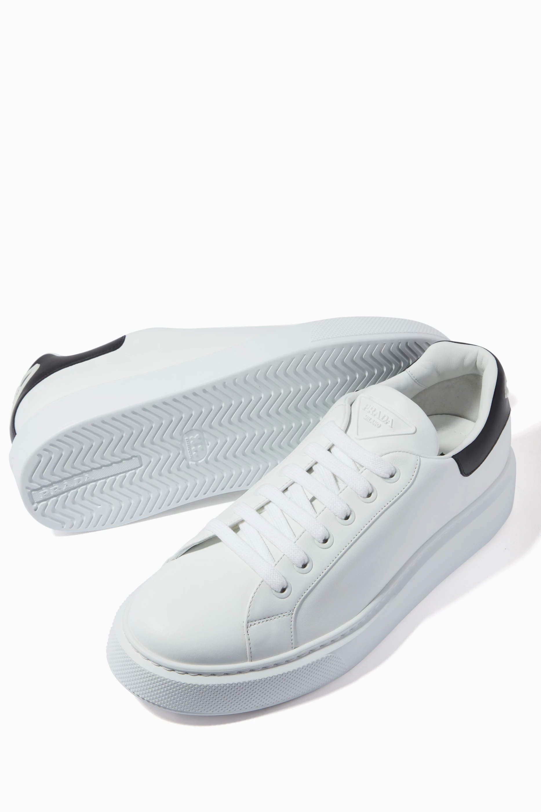 Buy Prada White Macro Sneakers in Leather For Men Online Ounass Saudi