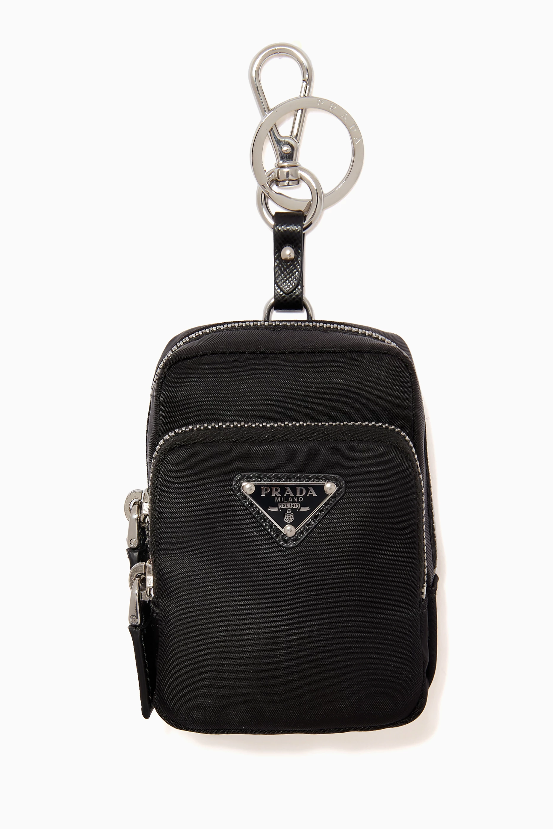 Buy Prada Black Triangle Logo Mini Pouch in Re Nylon Saffiano Leather For Men Online Ounass Saudi