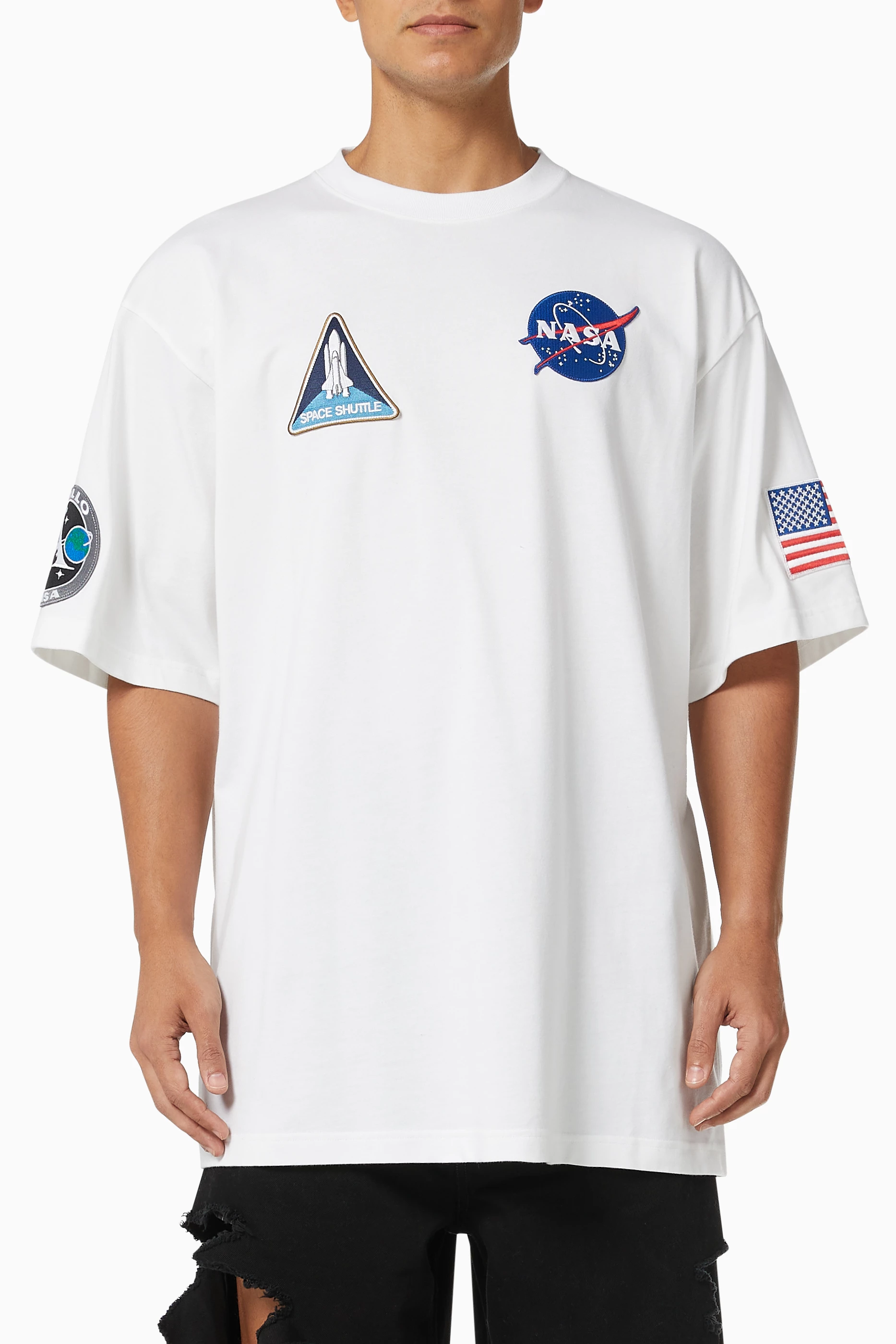 Buy Balenciaga White Nasa Space T shirt in Vintage Jersey For UNISEX Online Ounass Saudi