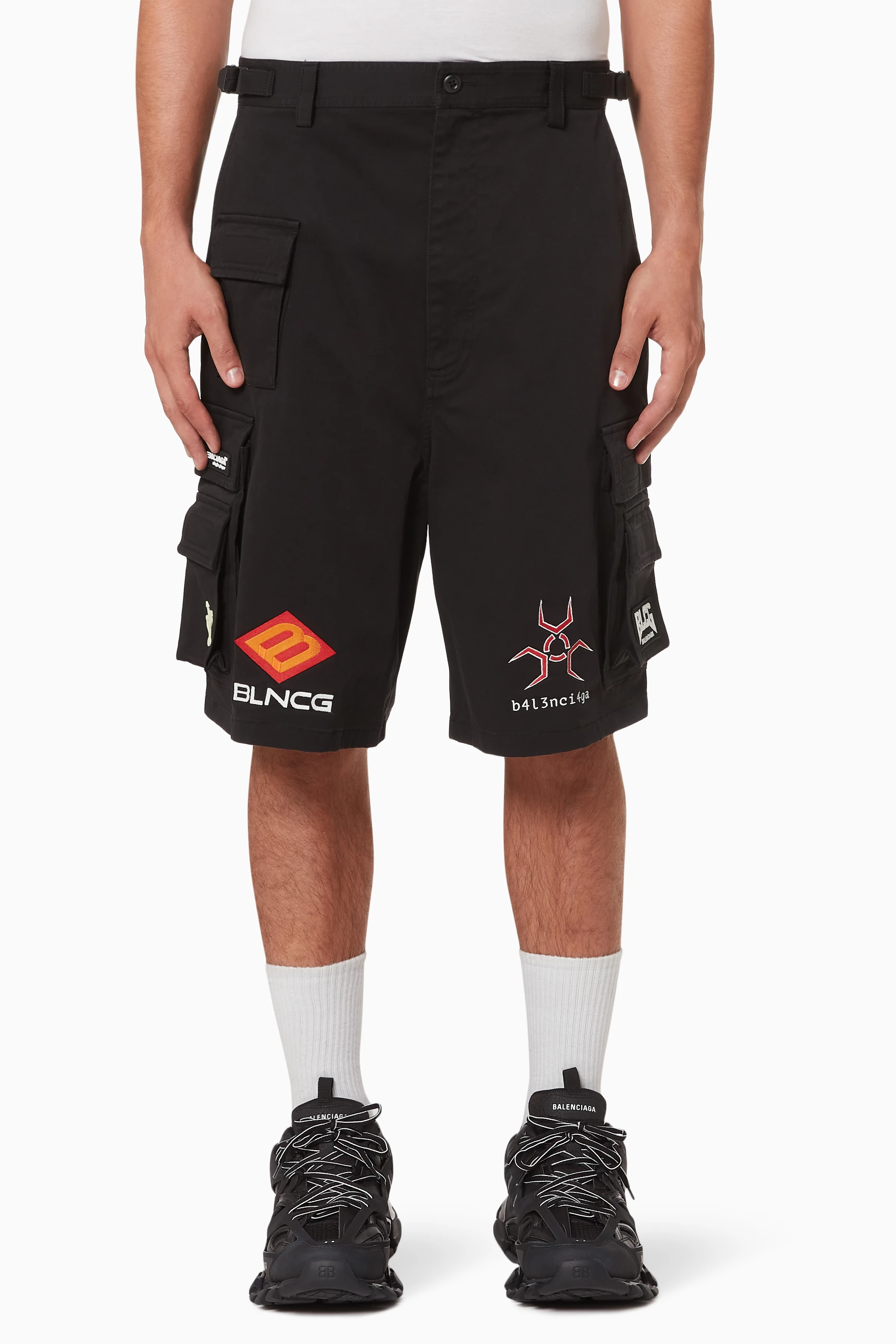 Buy Balenciaga Black Gamer Shorts in Stretch Cotton