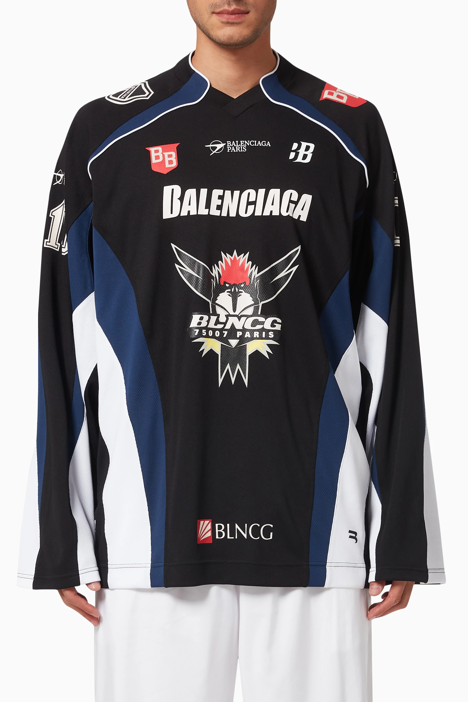 Buy Balenciaga Black Hockey T-shirt in Sporty Mesh Jersey