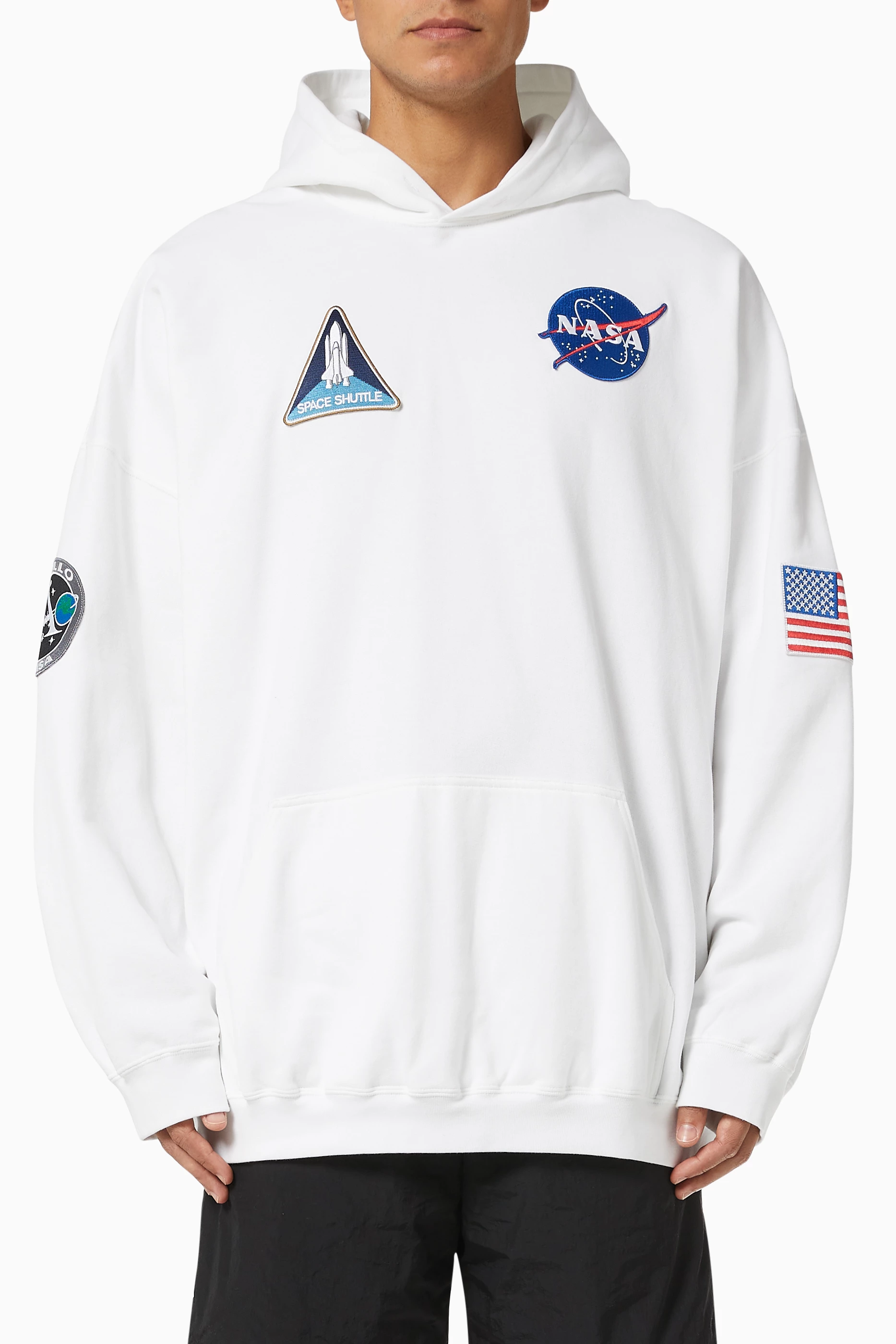 Buy Balenciaga White Nasa Space Hoodie in Cotton Fleece For Men Online Ounass Saudi