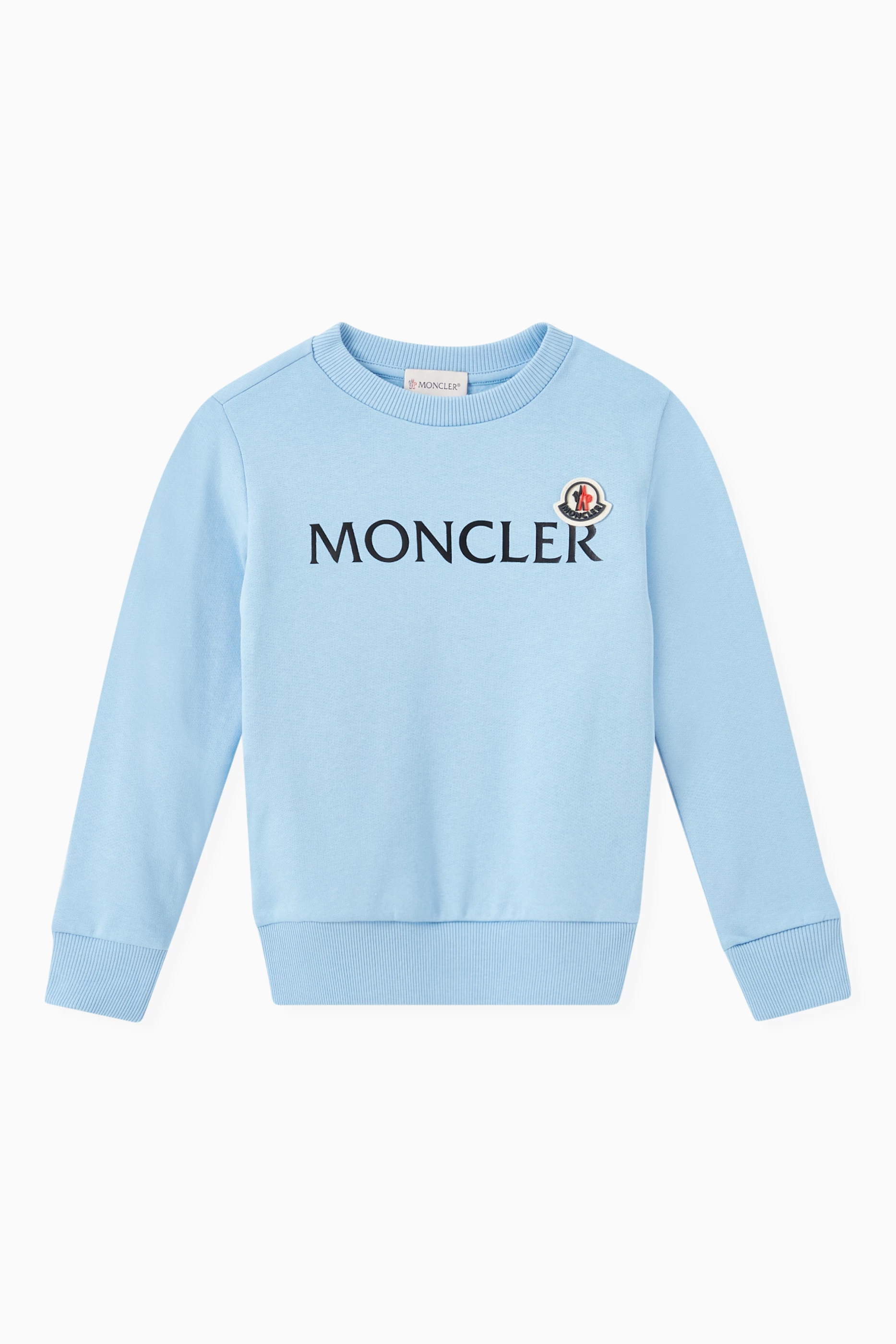 Buy Moncler Enfant Blue Logo Print Sweatshirt in Cotton Fleece For Boys Online Ounass Saudi