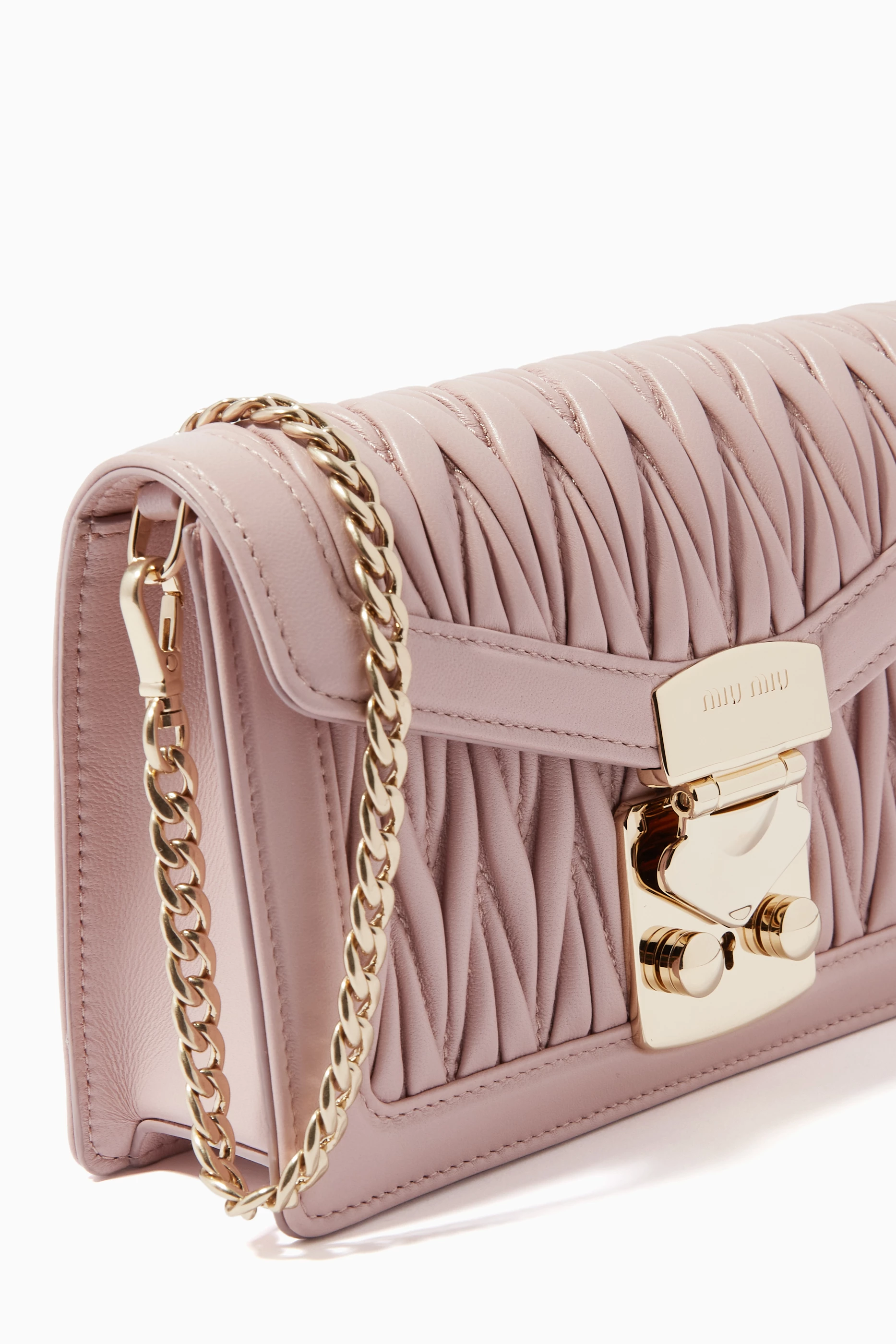 Buy Miu Miu Pink Miu Confidential Shoulder Bag in Matelasse Leather For Women Online Ounass Saudi