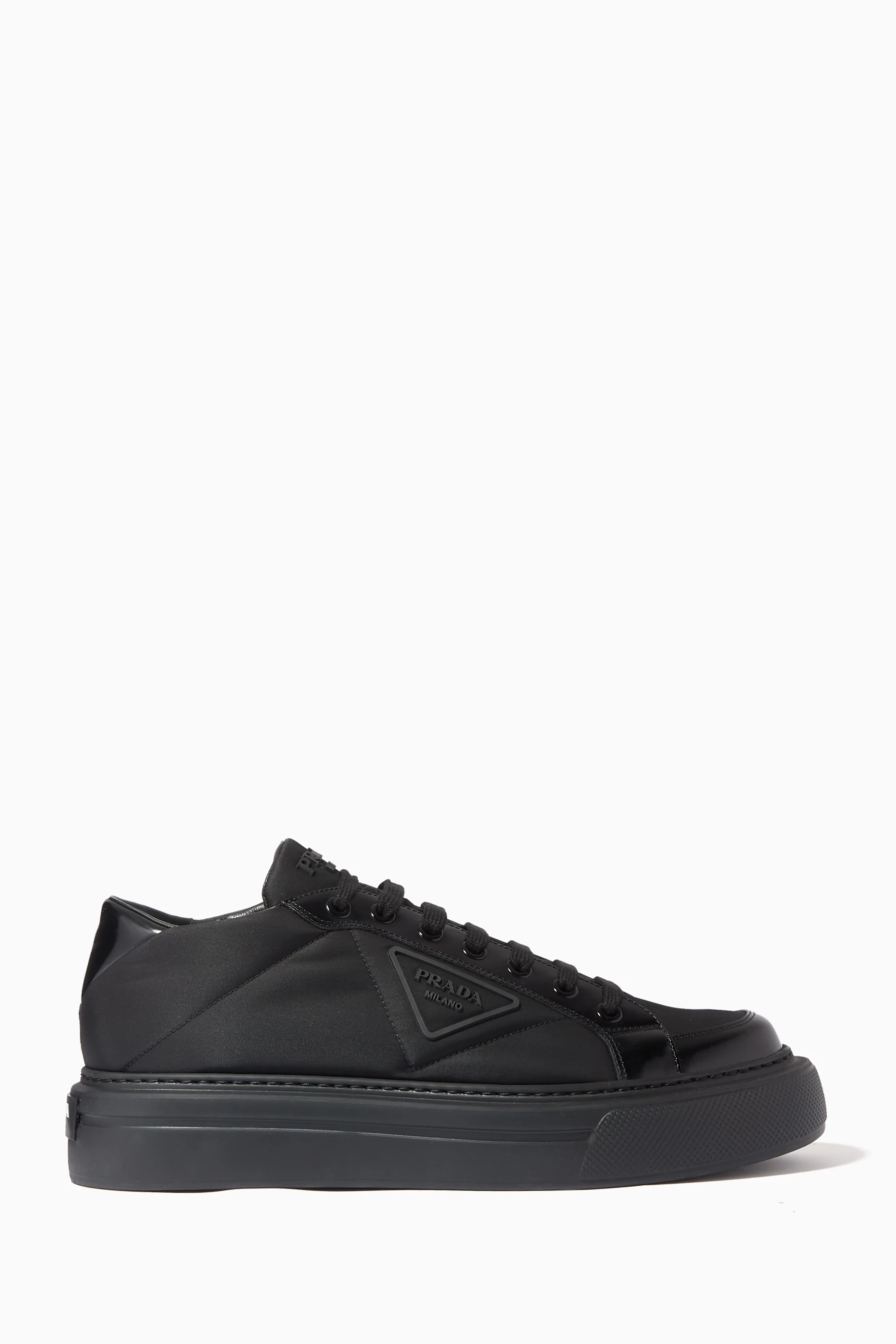Buy Prada Black Prada Macro Sneakers in Re Nylon Brushed Leather For Men Online Ounass Saudi