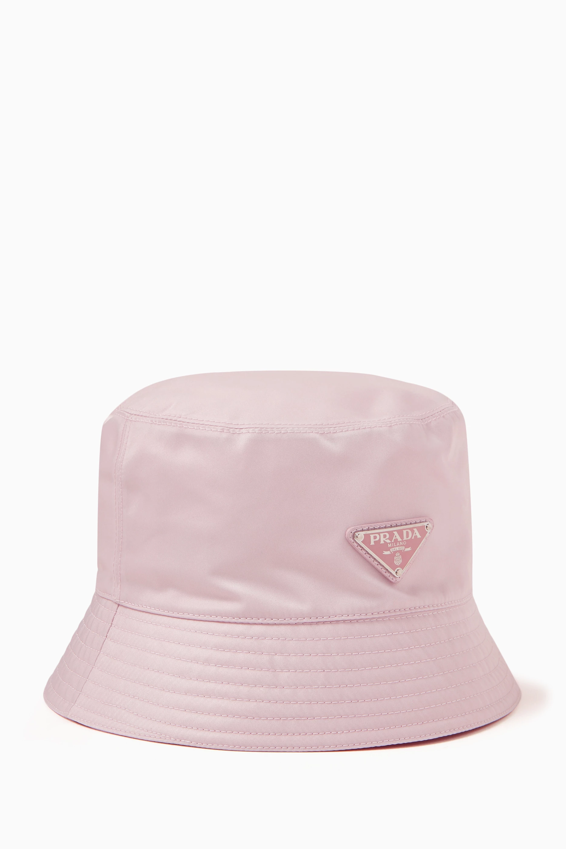 Buy Prada Pink Triangle Logo Bucket Hat in Re Nylon For Women Online Ounass Saudi