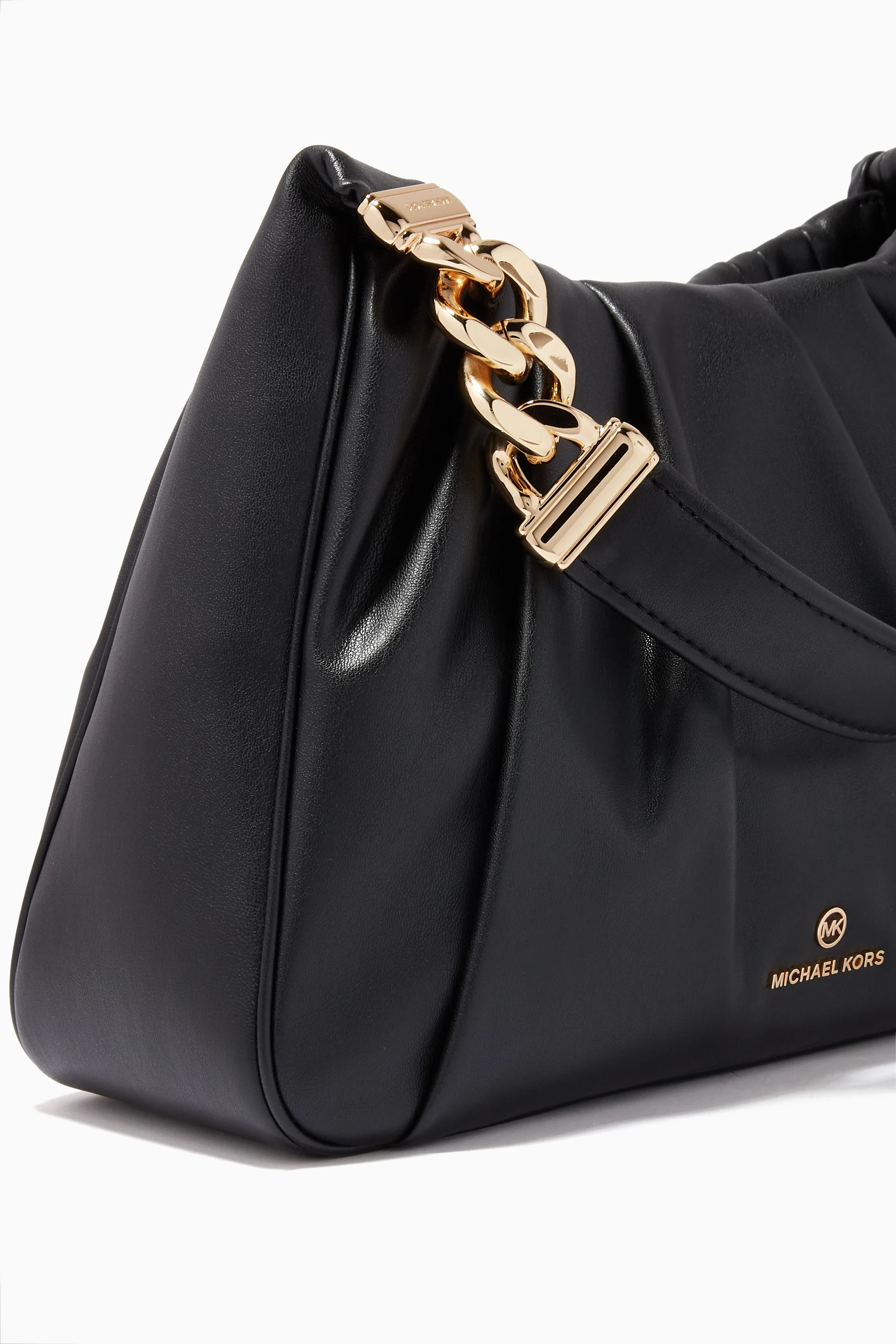 Buy Michael Kors Black Medium Hanna Shoulder Bag in Pleated Leather For Women Online Ounass Saudi
