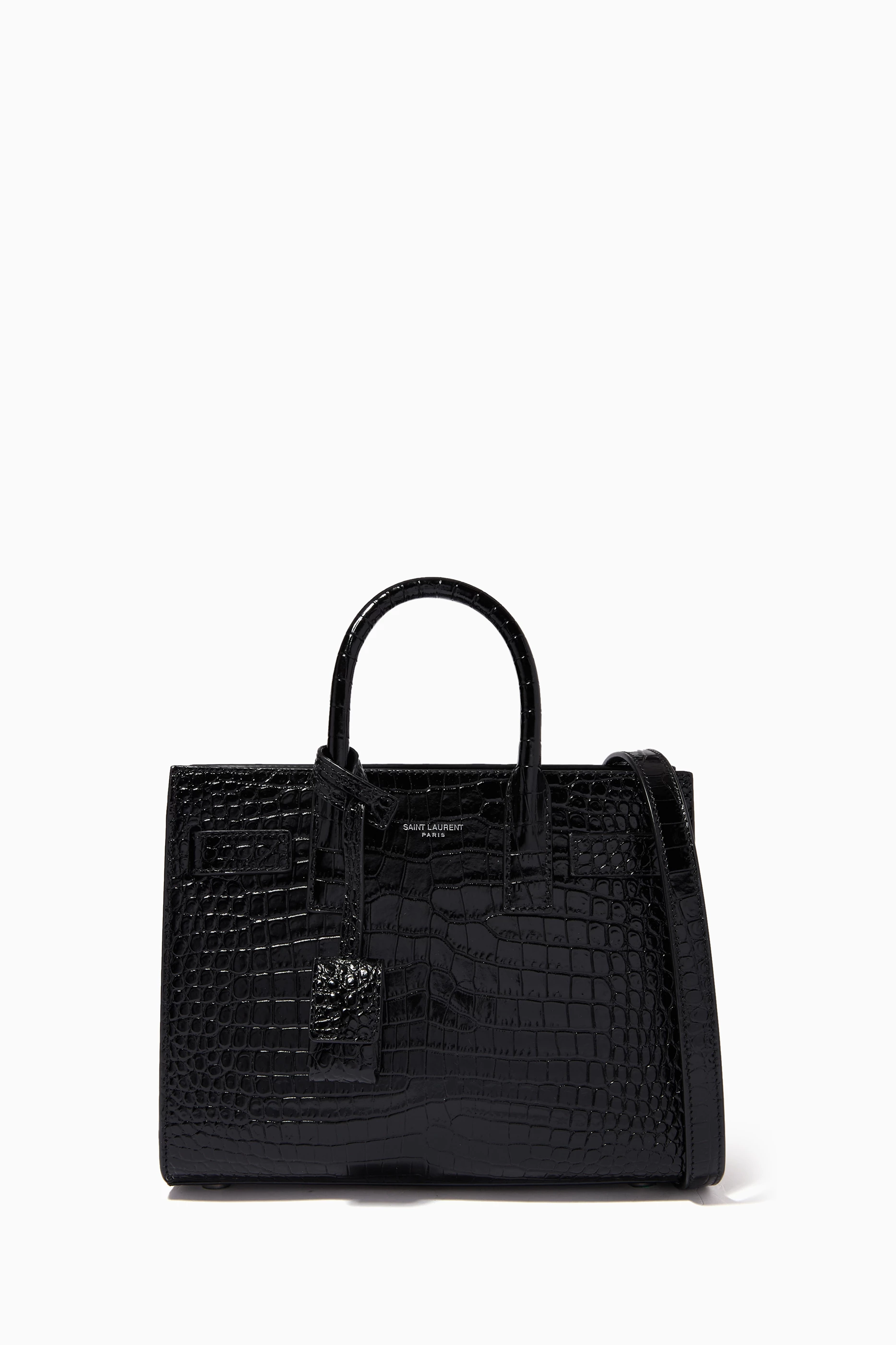 Buy SAINT LAURENT Black Nano Classic Sac de Jour in Croc