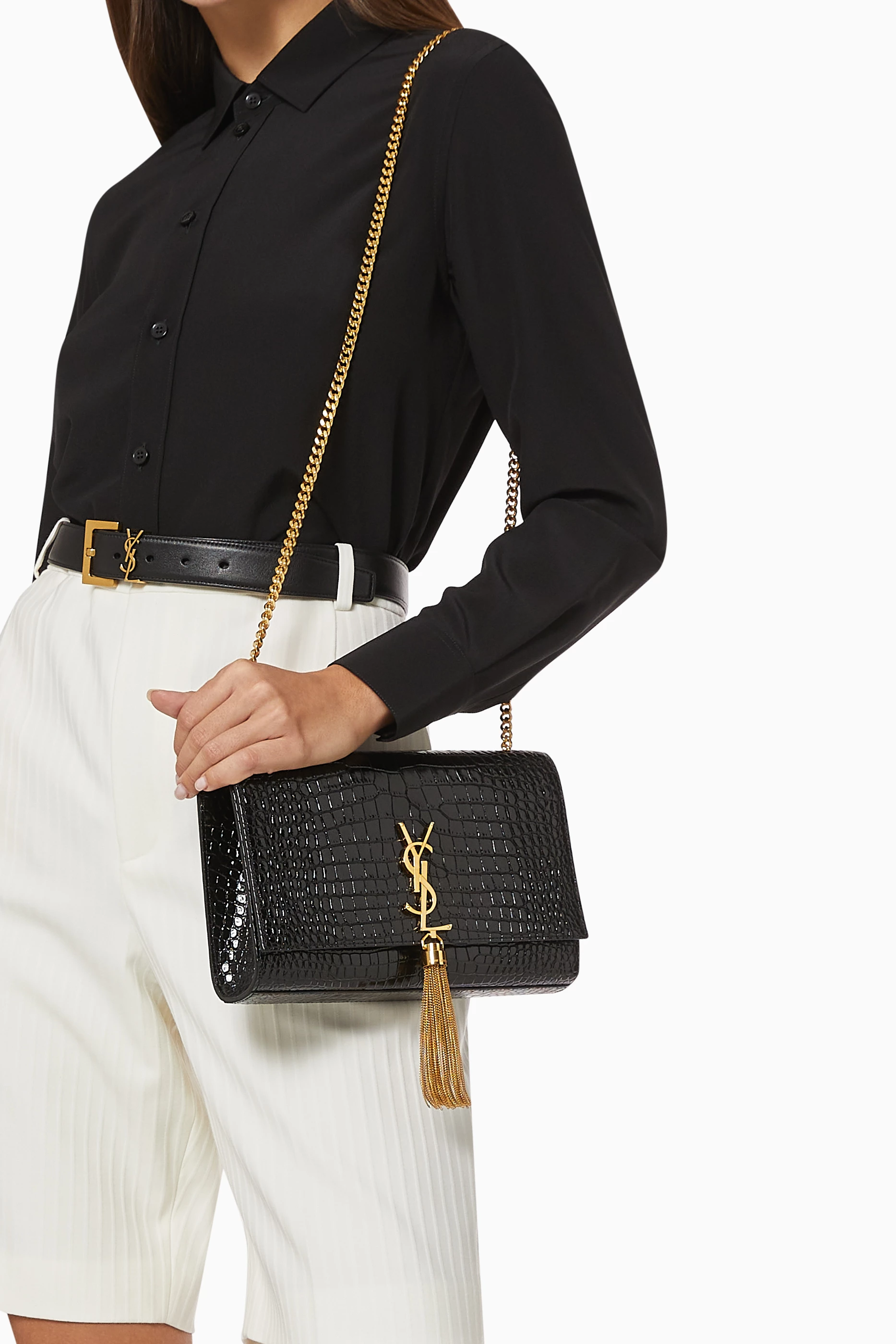 Ysl medium kate tassel croc embossed 2025