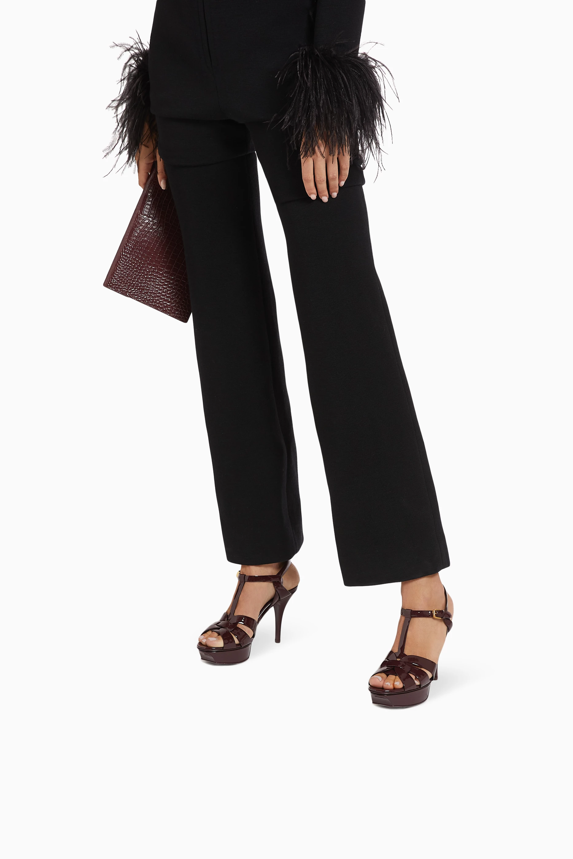 Buy SAINT LAURENT Burgundy Tribute 75 Platform Sandals in Patent Leather For Women Online Ounass Saudi