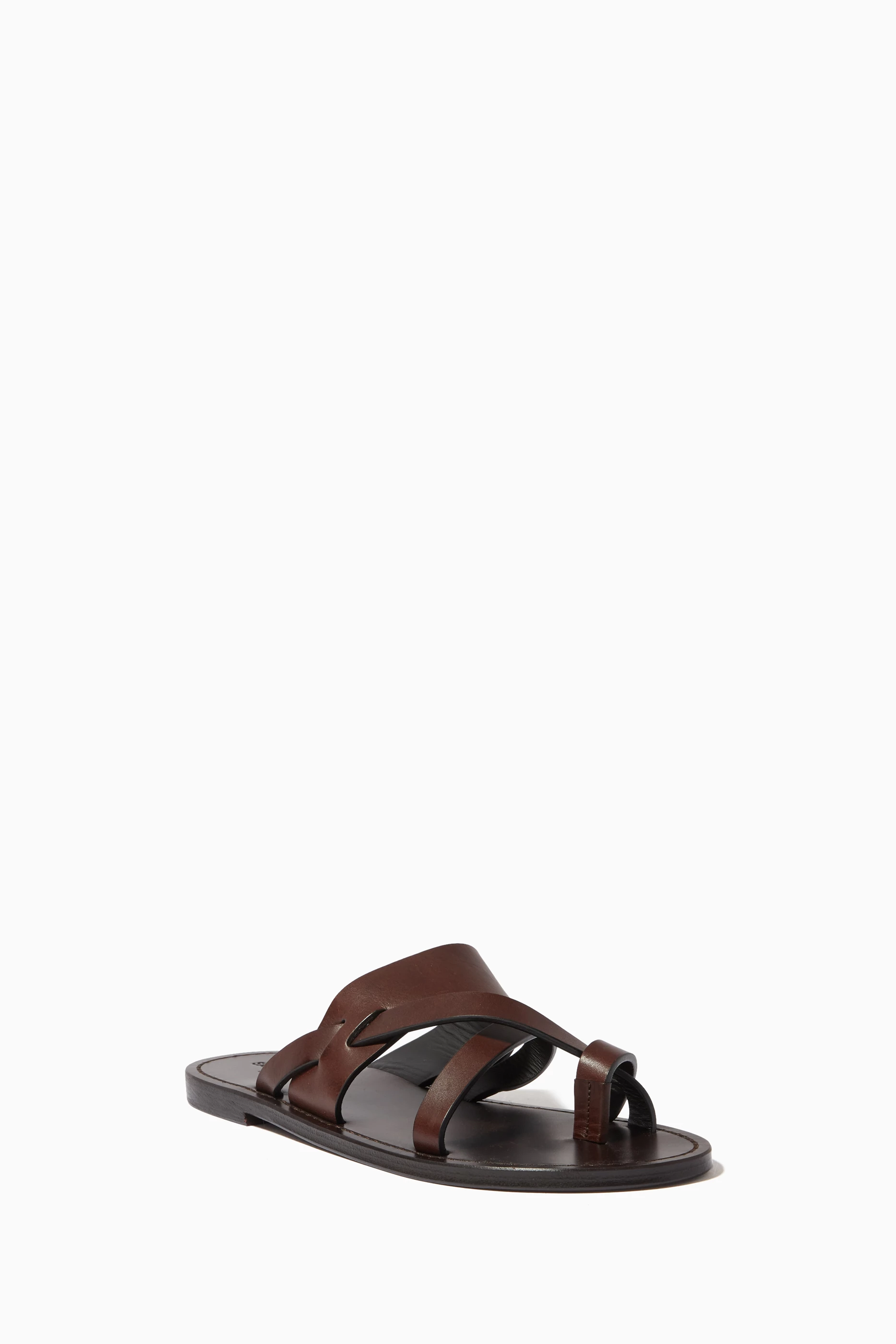 ★関税込★SAINT LAURENT★CULVER FLAT MULE レザーサンダル★ Buy SAINT LAURENT Brown Culver Flat Mules in Smooth Leather