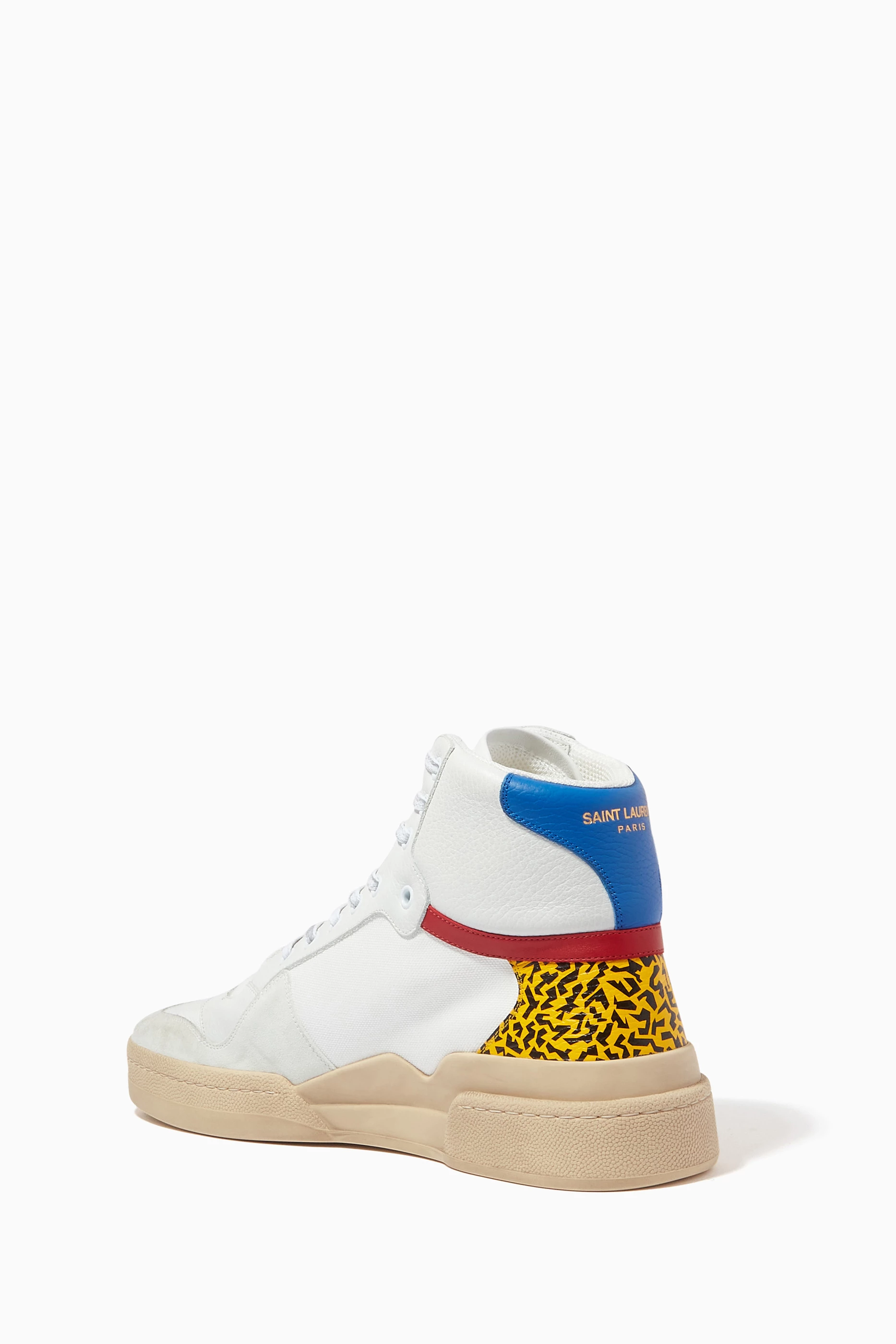 Buy SAINT LAURENT Multicolour SL24 Mid Top Sneakers In Canvas Leather Suede For Men Online Ounass Saudi