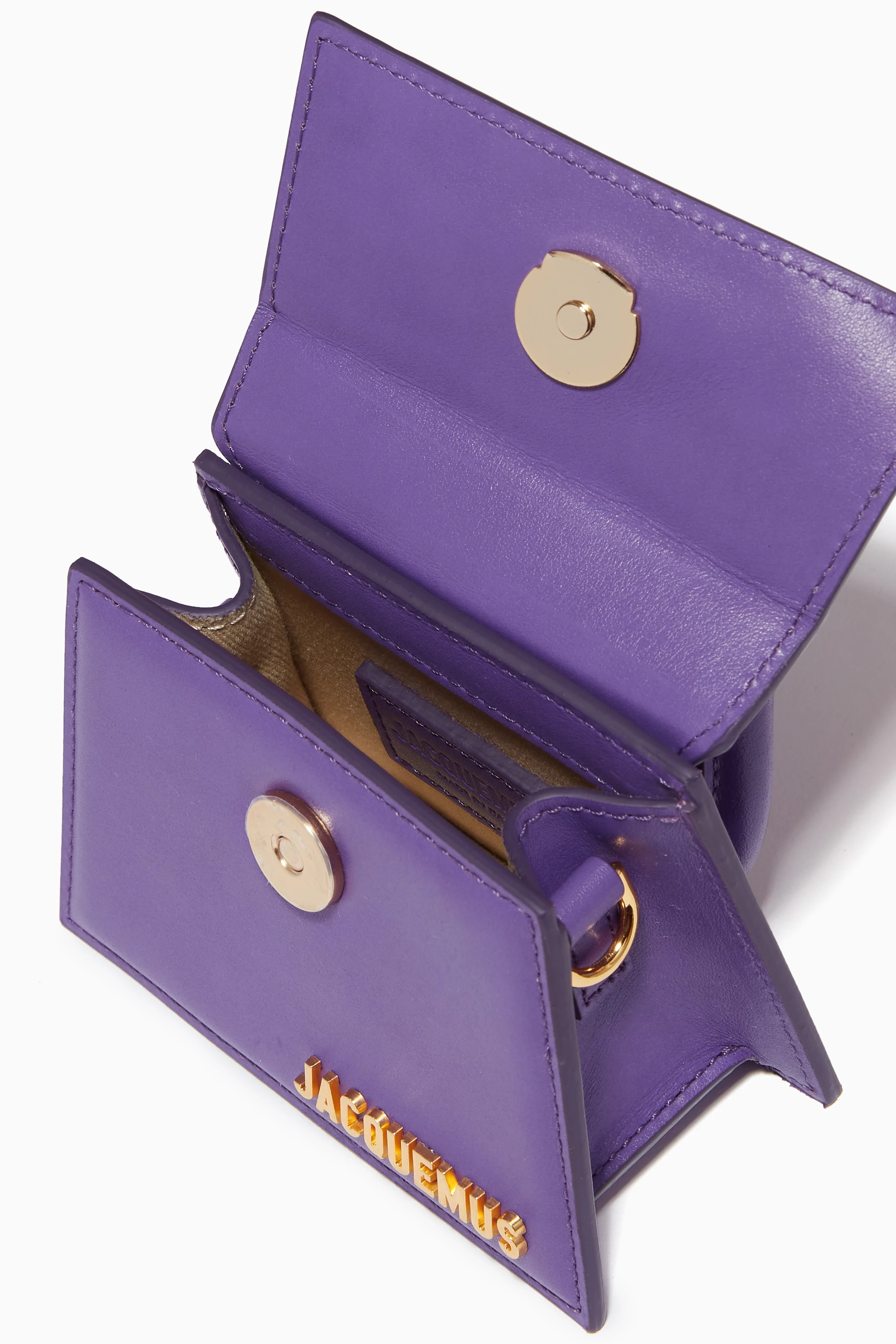 Buy Jacquemus Purple Le Chiquito Mini Bag in Leather For