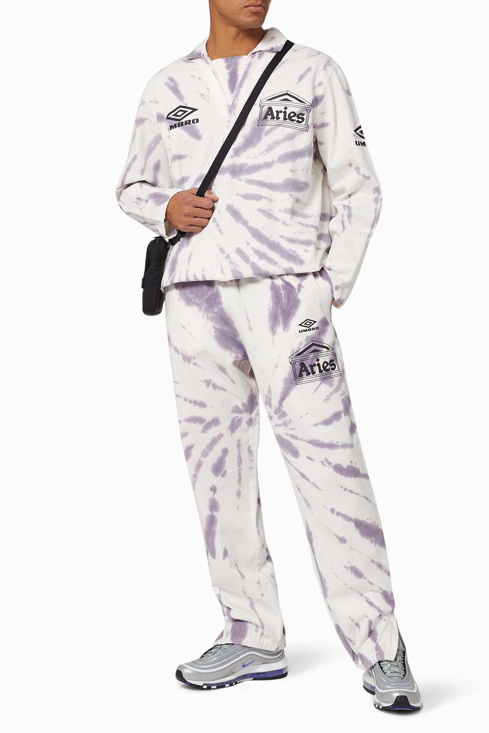 Buy Aries Purple x Umbro Tie Dye Pro 64 Pants in Cotton For Men 
