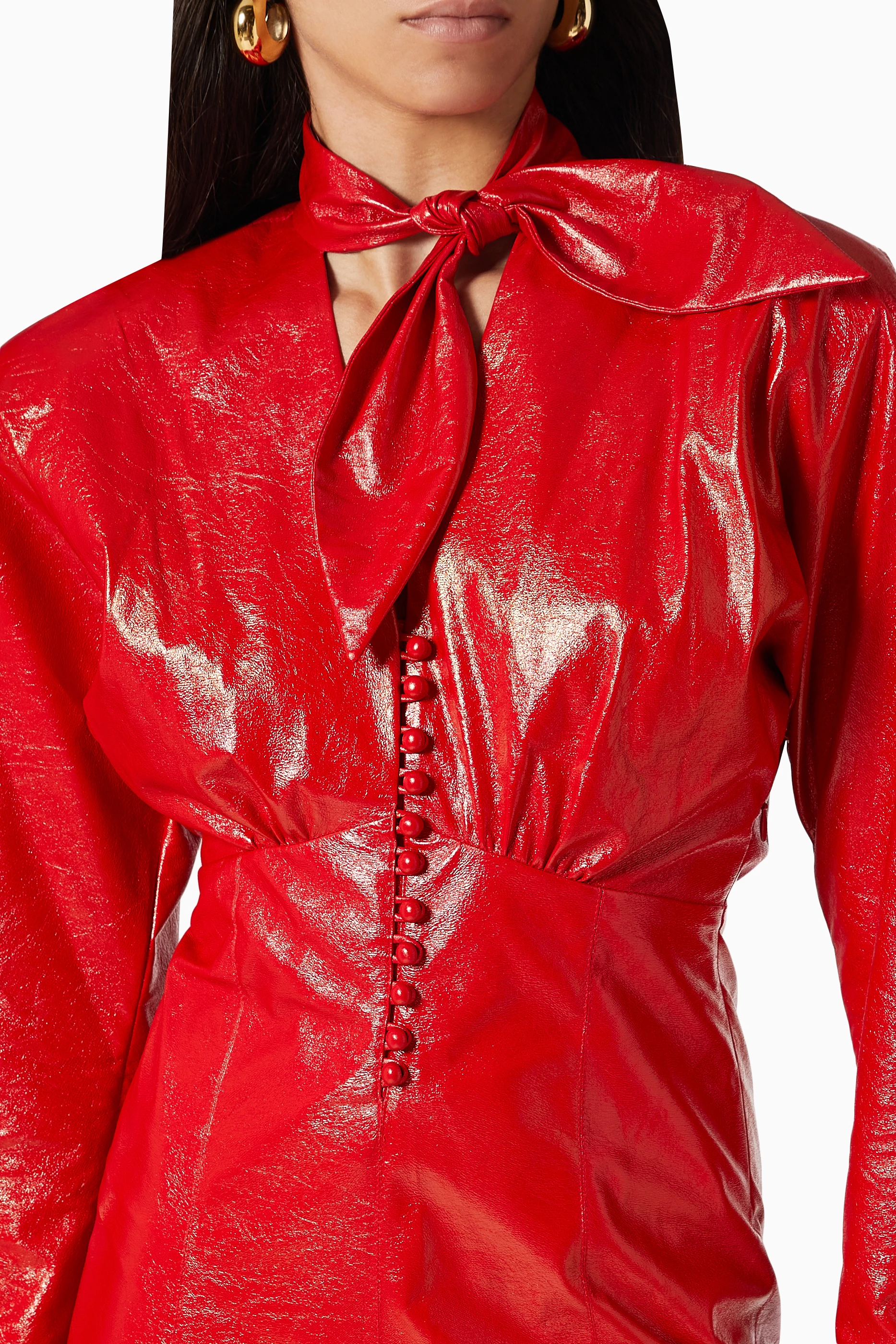 Buy Isabel Marant Red Genazuli Midi Dress in Faux Leather For Women Online  | Ounass Saudi