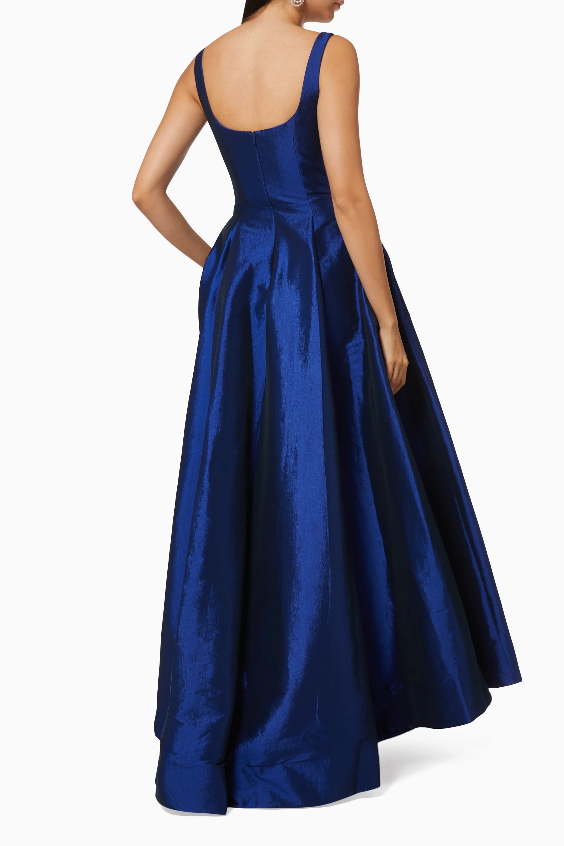 Buy Mac Duggal Blue Flared Gown in Satin For Women Online | Ounass Saudi