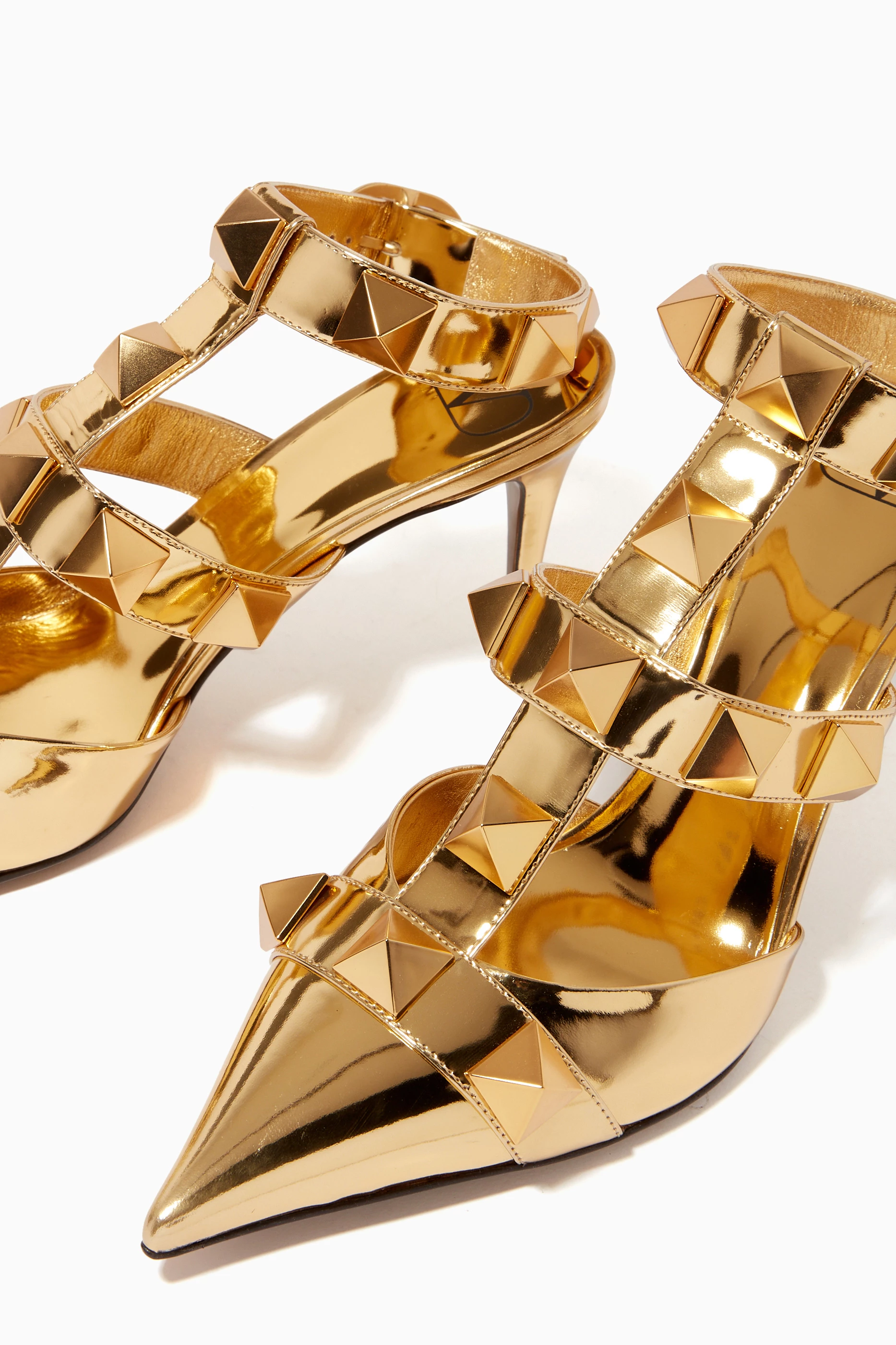 Valentino gold studded shoes store
