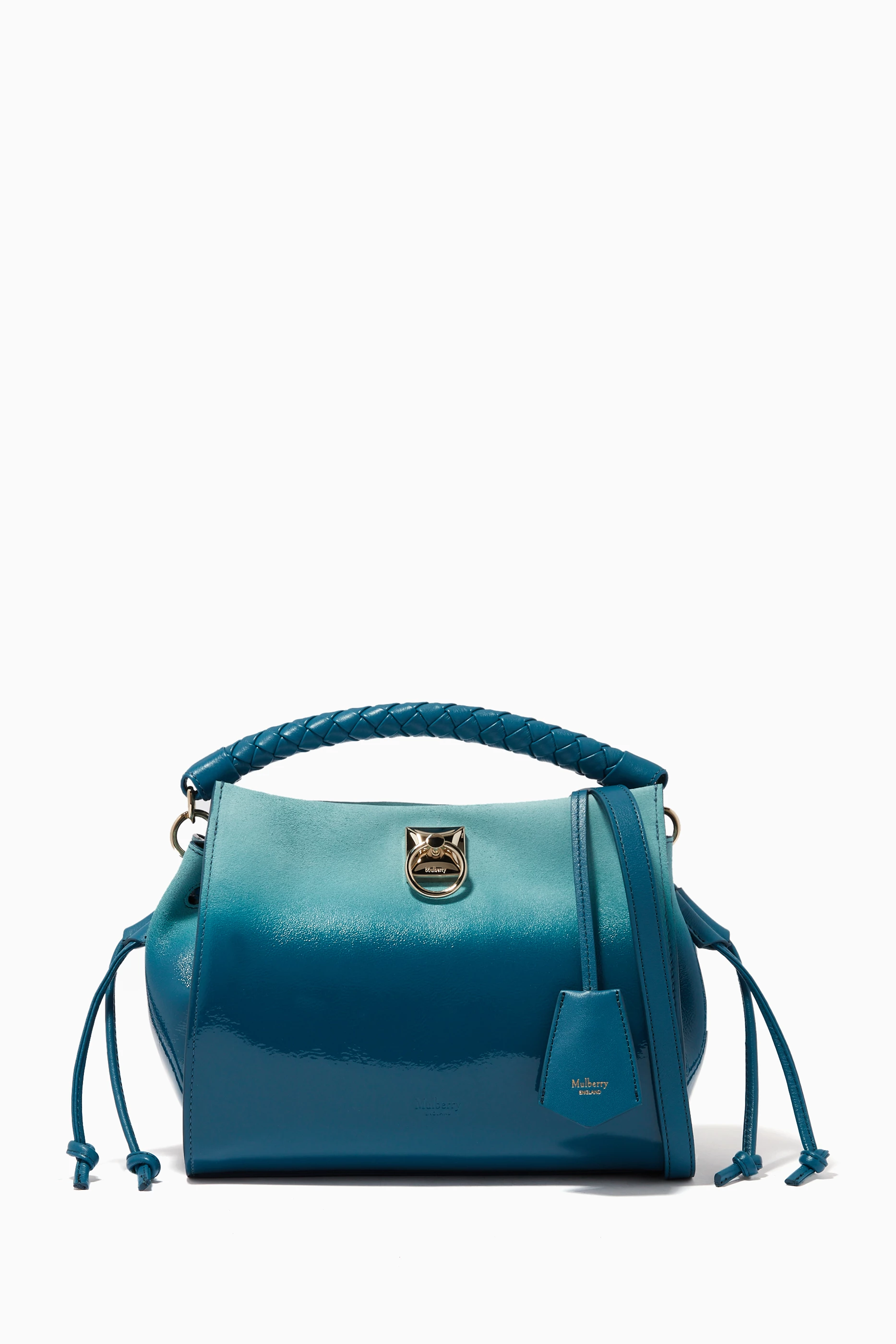 Buy Mulberry Blue Small Iris Shoulder Bag in Tumbled Patent