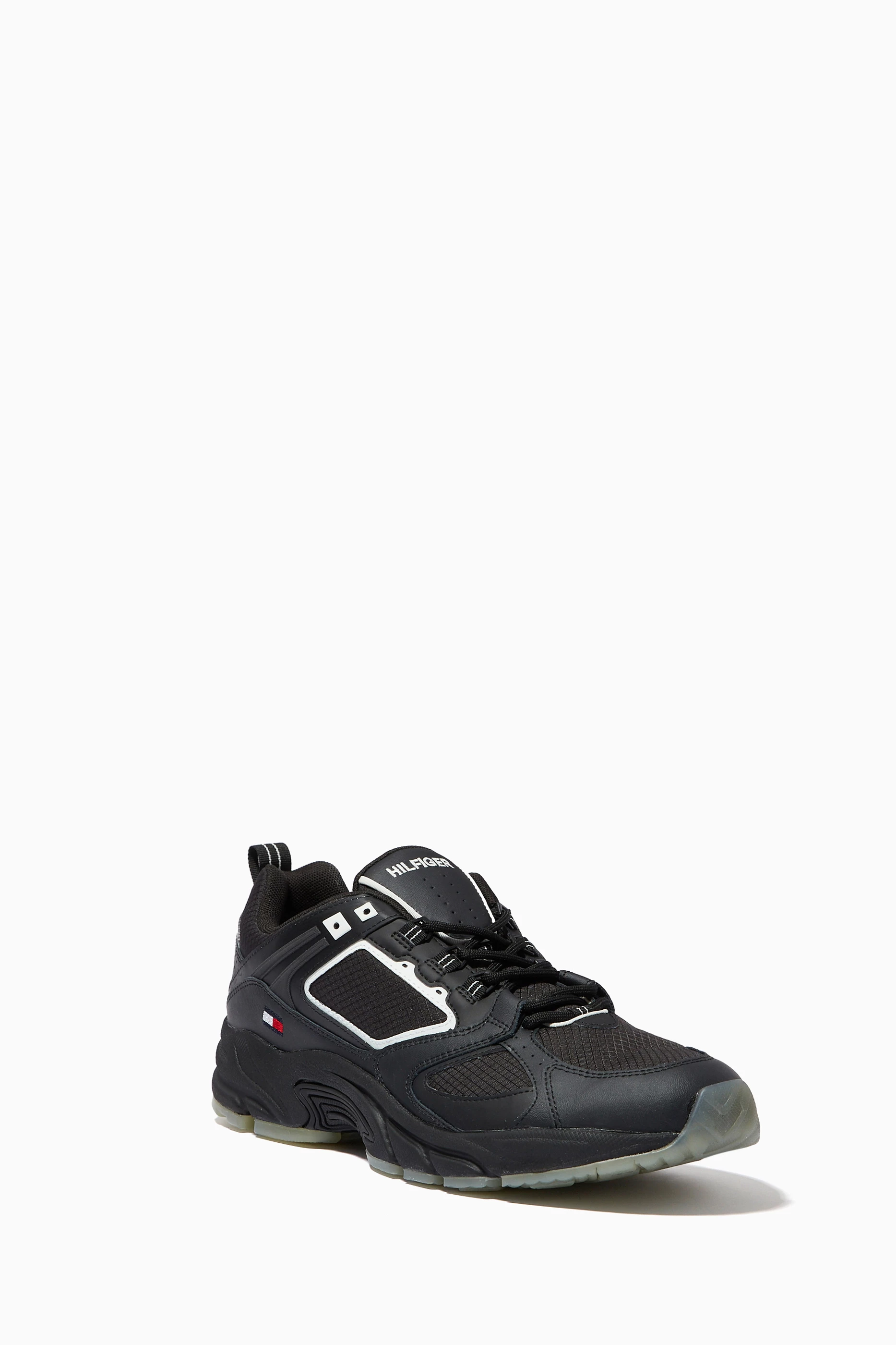 Buy Tommy Jeans Black Archive Mix Runner Sneakers in Leather For 