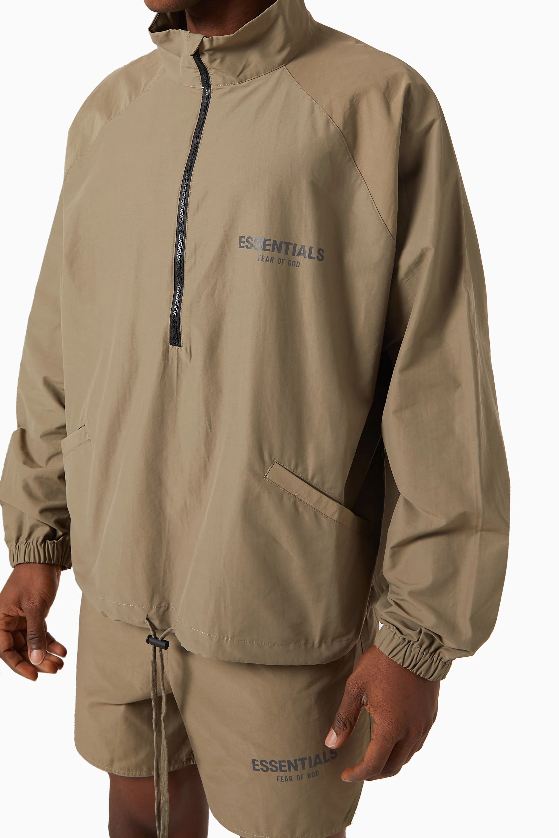Buy Fear of God Essentials Grey Half Zip Track Jacket in