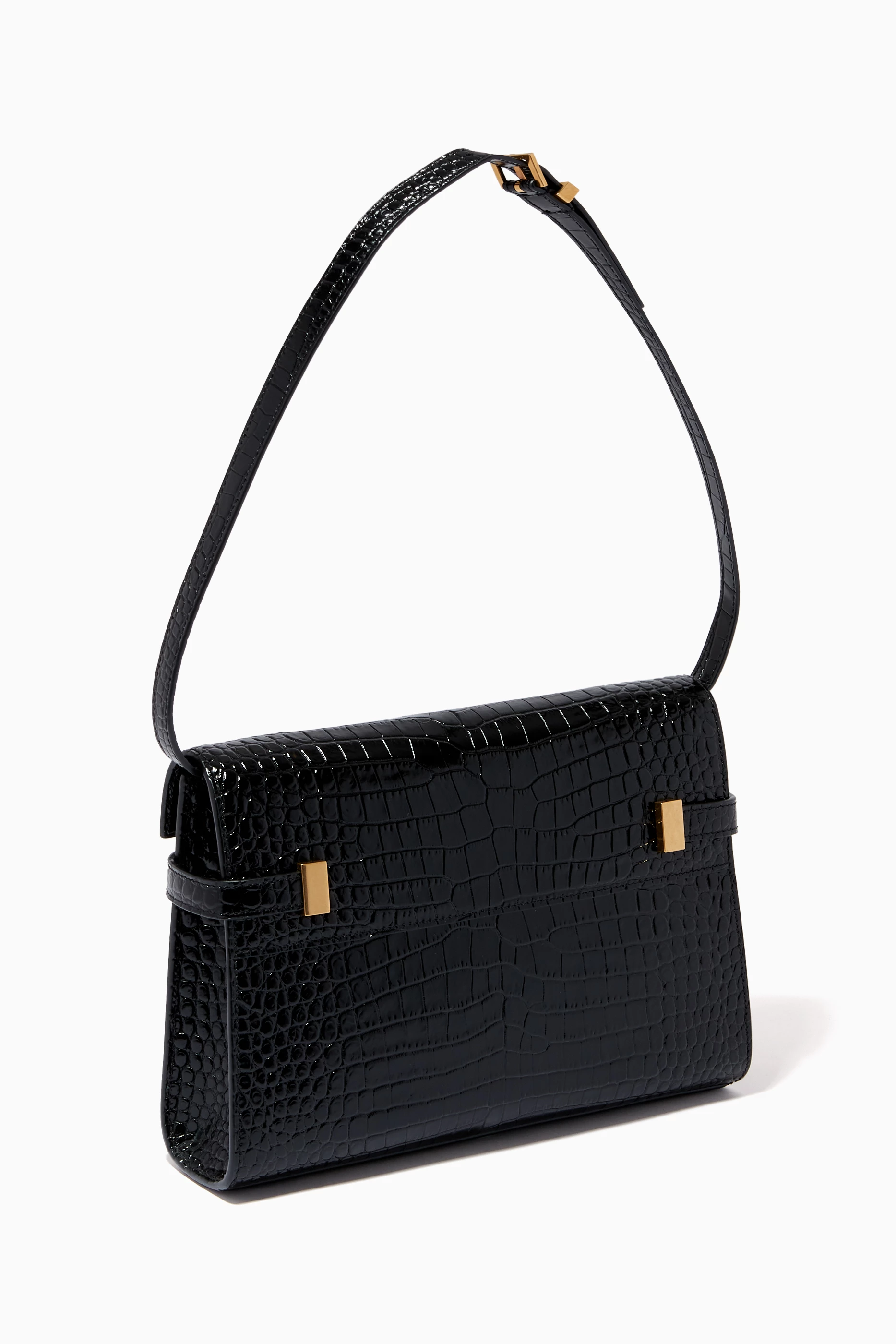 Ysl black crocodile shoulder bag 2025