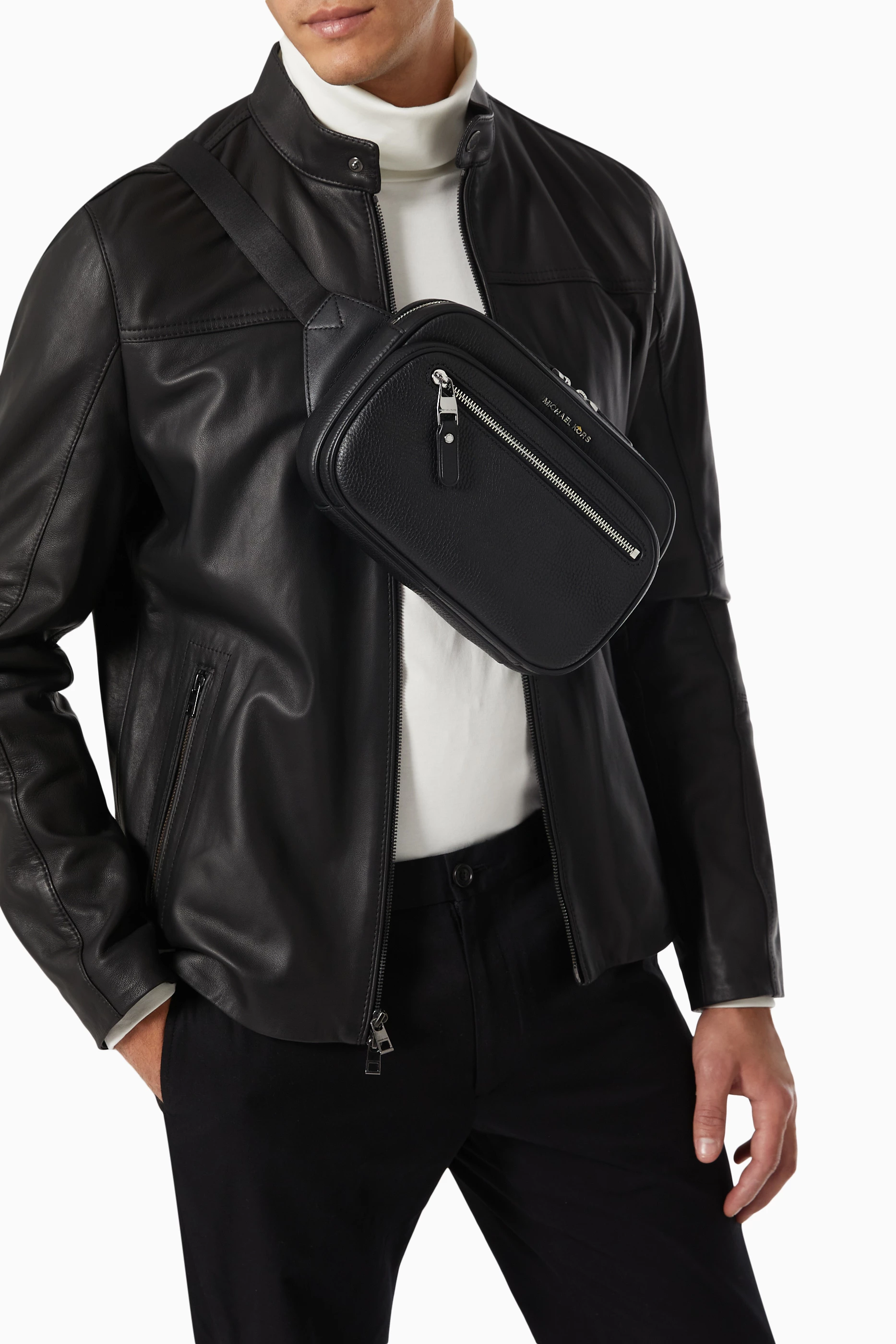 Buy Michael Kors Black Commuter Belt Bag in Leather For Men Online Ounass Saudi