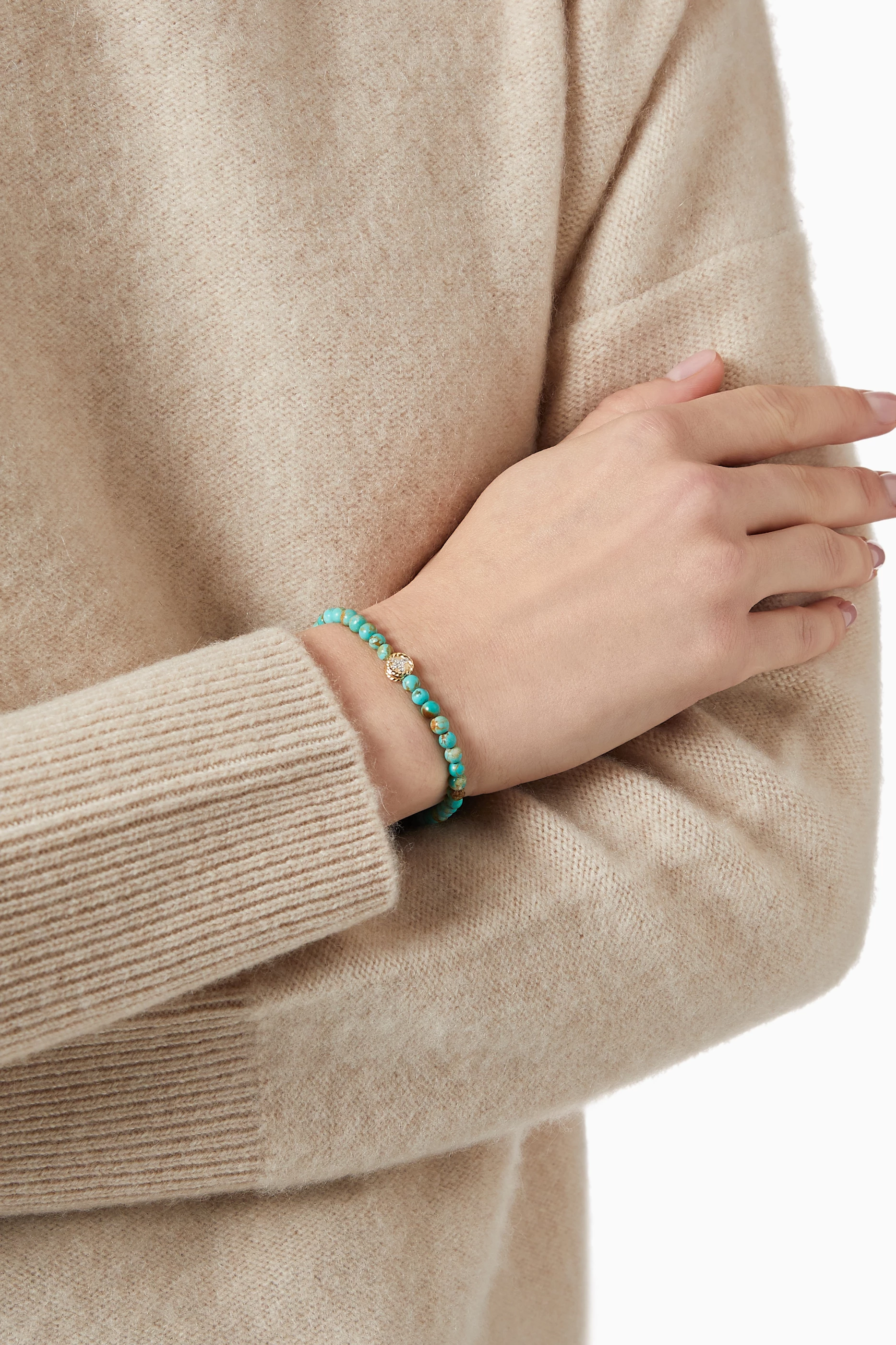 Buy David Yurman Yellow Spiritual Beads Peace Sign Turquoise Bracelet with Pave Diamonds in 14kt Yellow Gold For Women Online Ounass Saudi