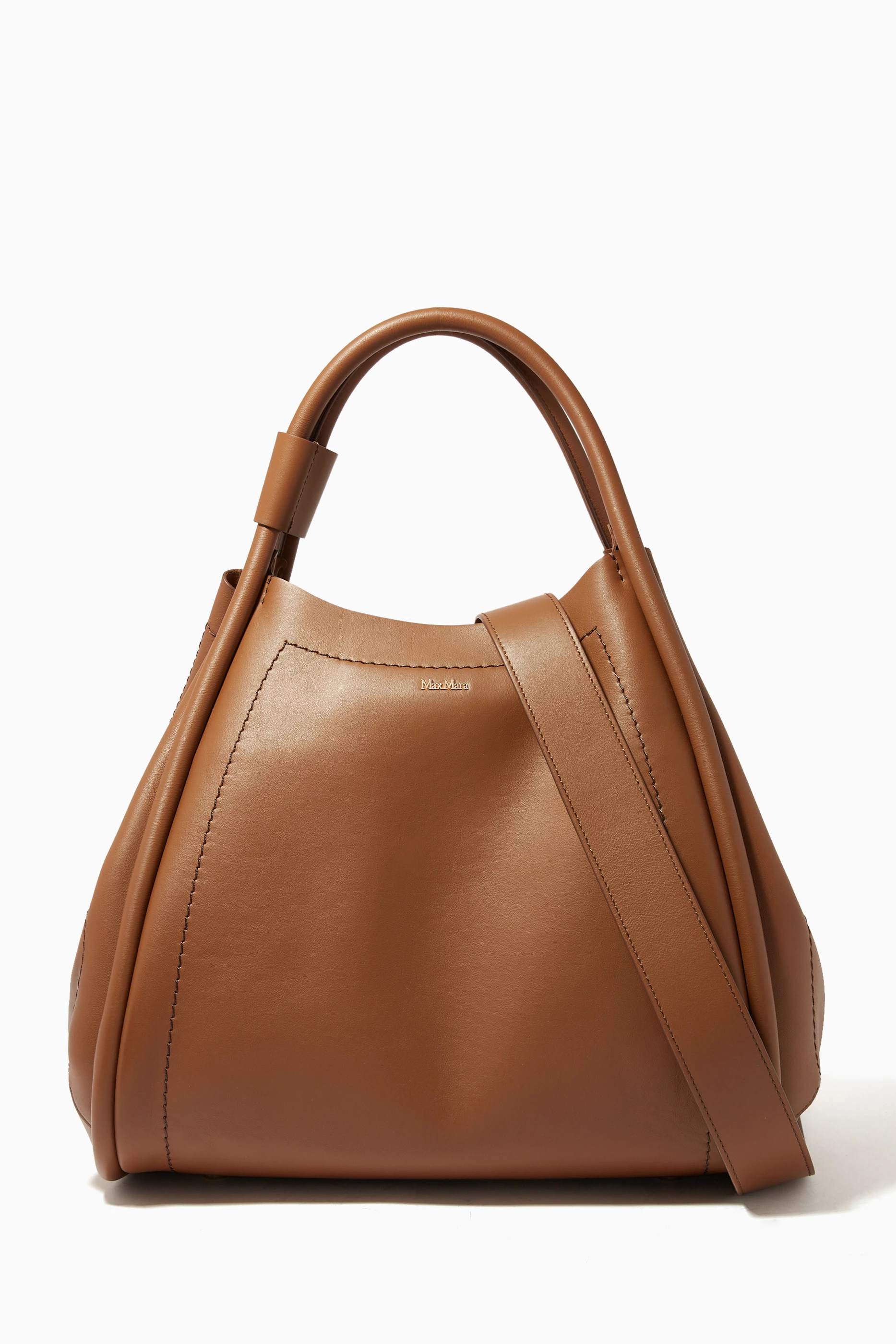 Buy Max Mara Brown Marine M Tote Bag in Leather For Women Online