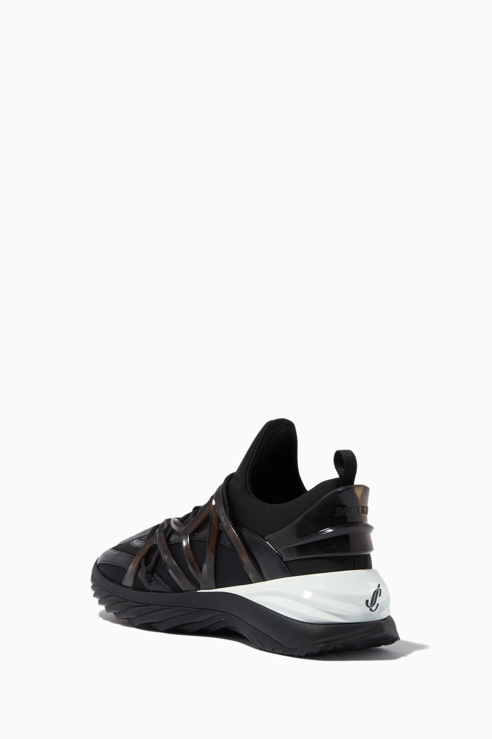 Buy Jimmy Choo Black Cosmos Sneaker in Leather & Neoprene For 
