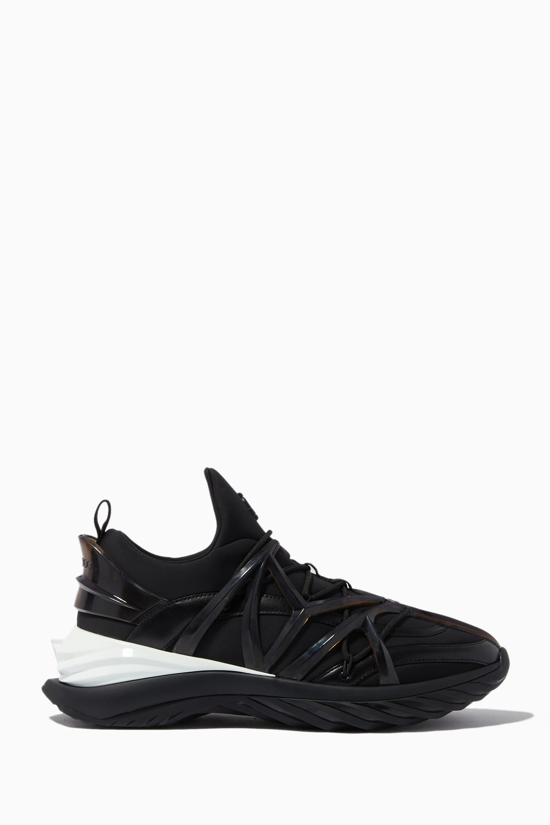Buy Jimmy Choo Black Cosmos Sneaker in Leather & Neoprene For 