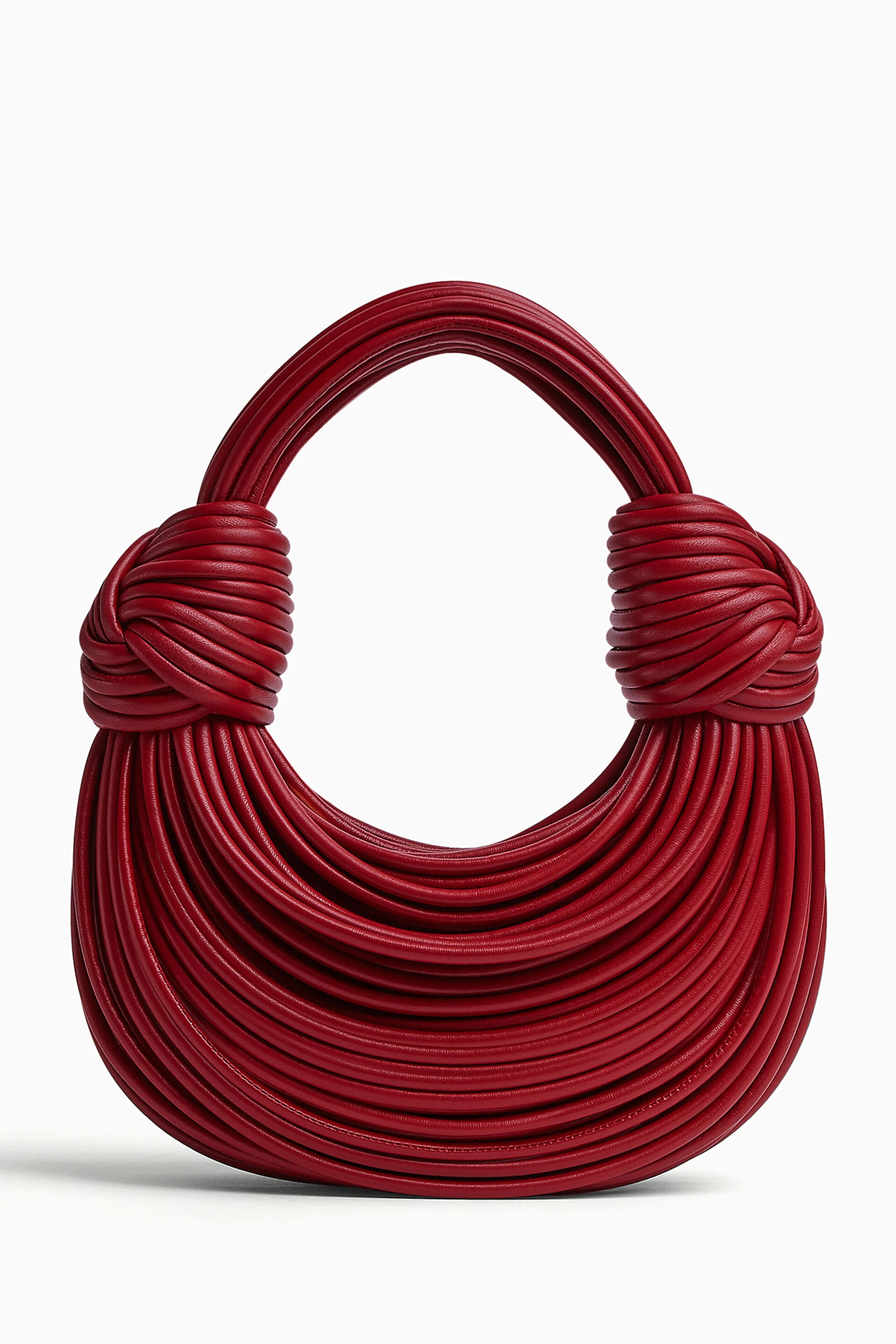 Buy Bottega Veneta Red Double Knot Bag in Tubular Nappa For Women 
